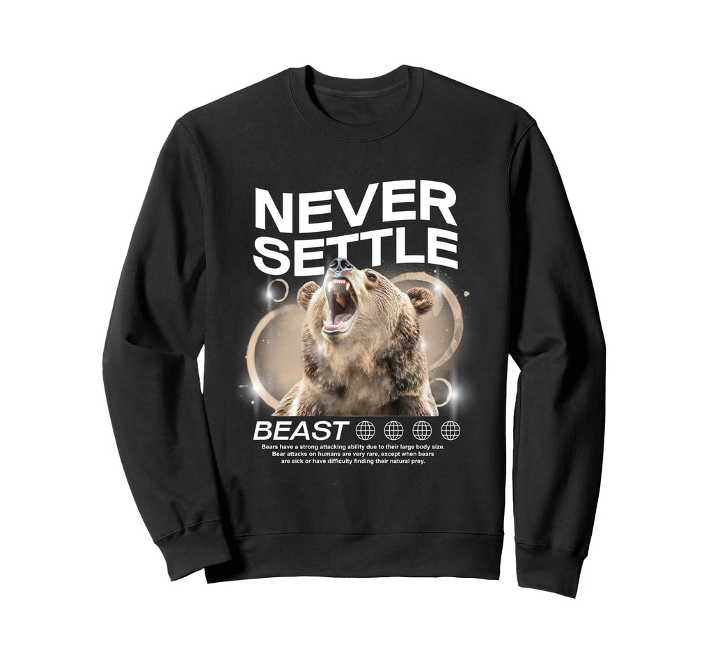Y2K Never Settle Bold Urban Sweatshirt - Novelty Apparel Men Women - T-Shirt, Sweatshirt, Hoodie
