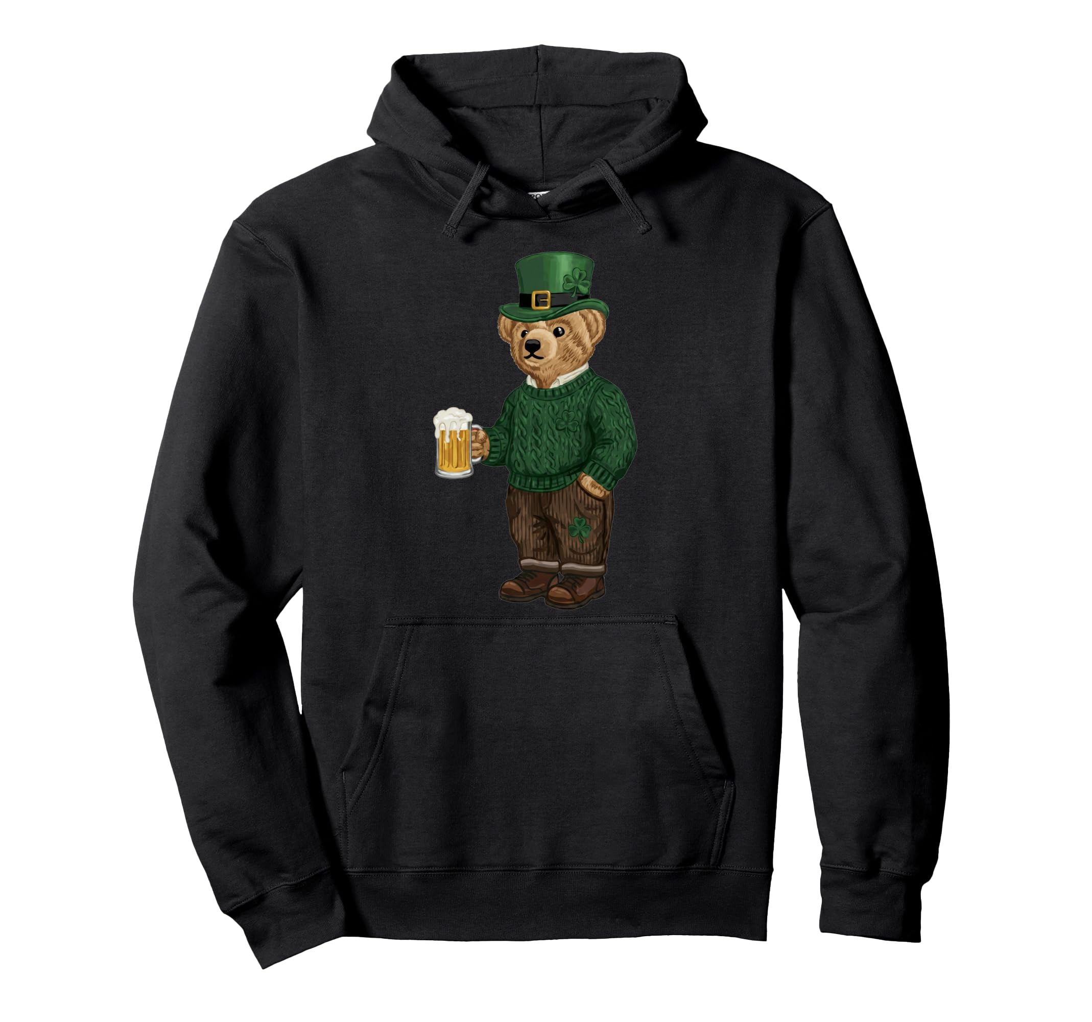 St Patricks Day Bear Y2K Lucky Hoodie - Aesthetic Graphic Men Women - T-Shirt, Sweatshirt, Hoodie