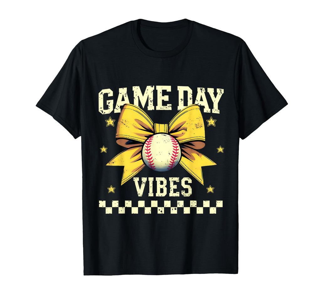 Game Day Vibes Coquette Bow Baseball T-Shirt - Novelty Apparel Unisex - T-Shirt, Sweatshirt, Hoodie