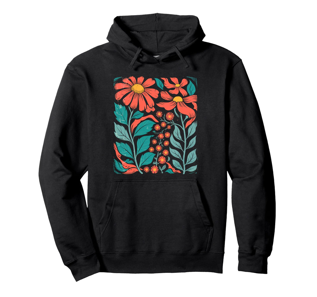 Botanical Boho Daisy Flower Floral Hoodie - Custom Art Print Men Women - T-Shirt, Sweatshirt, Hoodie