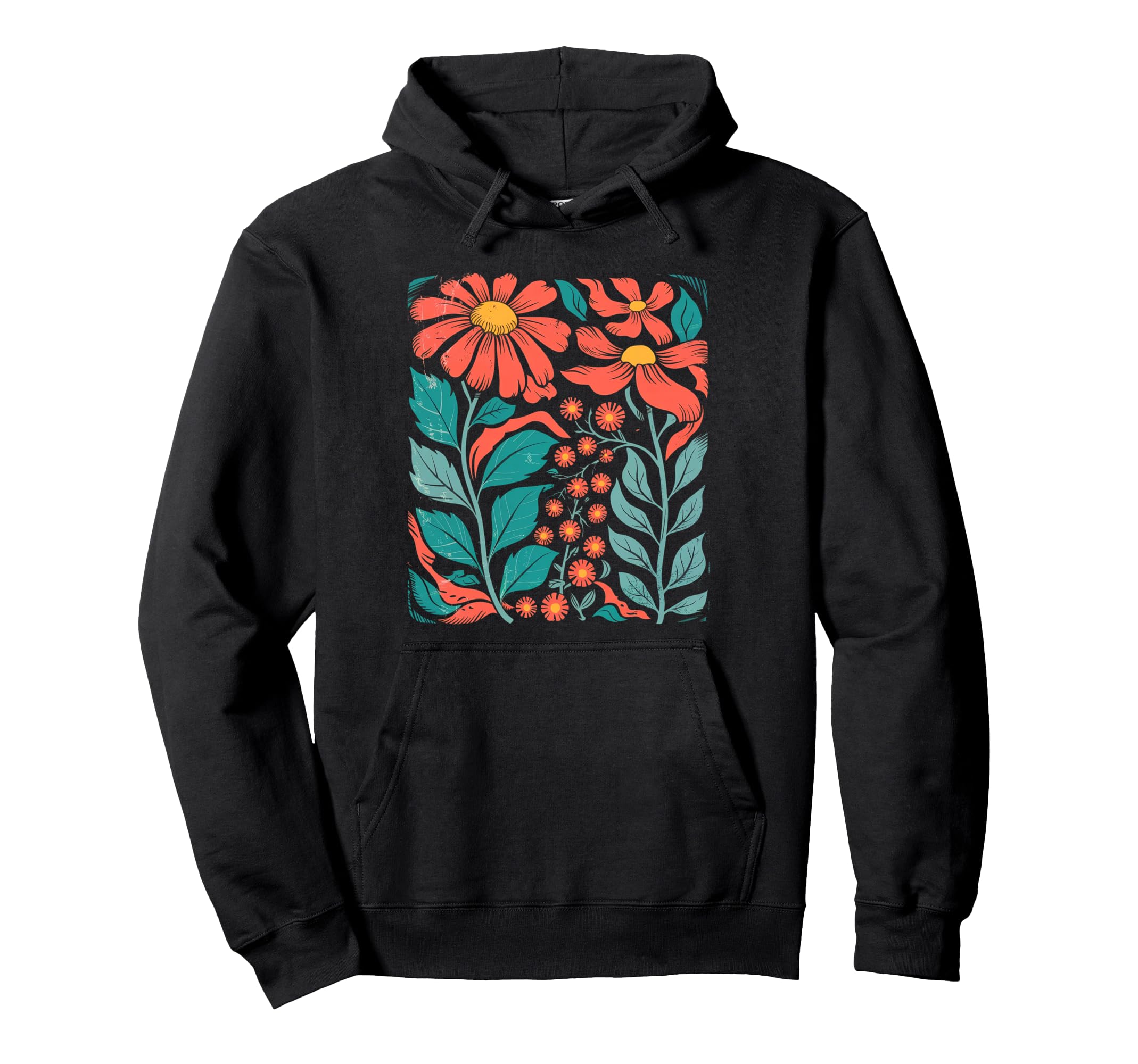 Botanical Boho Daisy Flower Floral Hoodie - Custom Art Print Men Women - T-Shirt, Sweatshirt, Hoodie