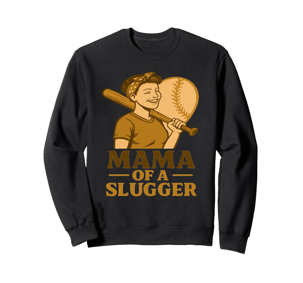 Mama Slugger Baseball Mom Sweatshirt - Aesthetic Graphic for Adults - T-Shirt, Sweatshirt, Hoodie