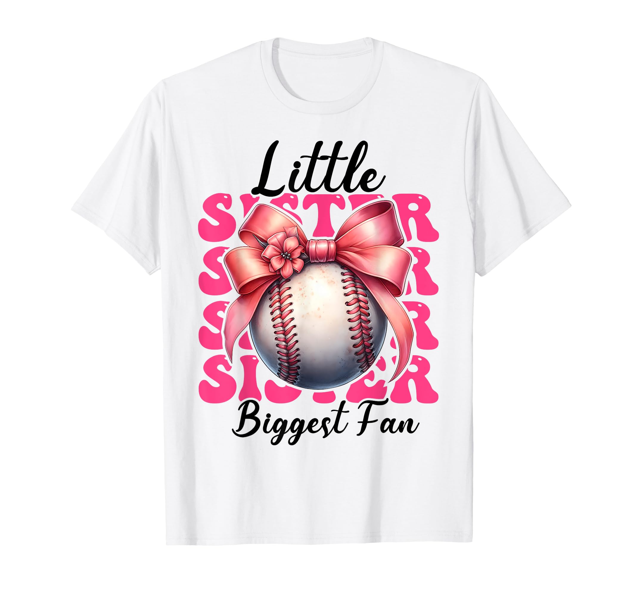 Baseball Sister Coquette Bow Little T-Shirt - Unique Graphic Men Women - T-Shirt, Sweatshirt, Hoodie