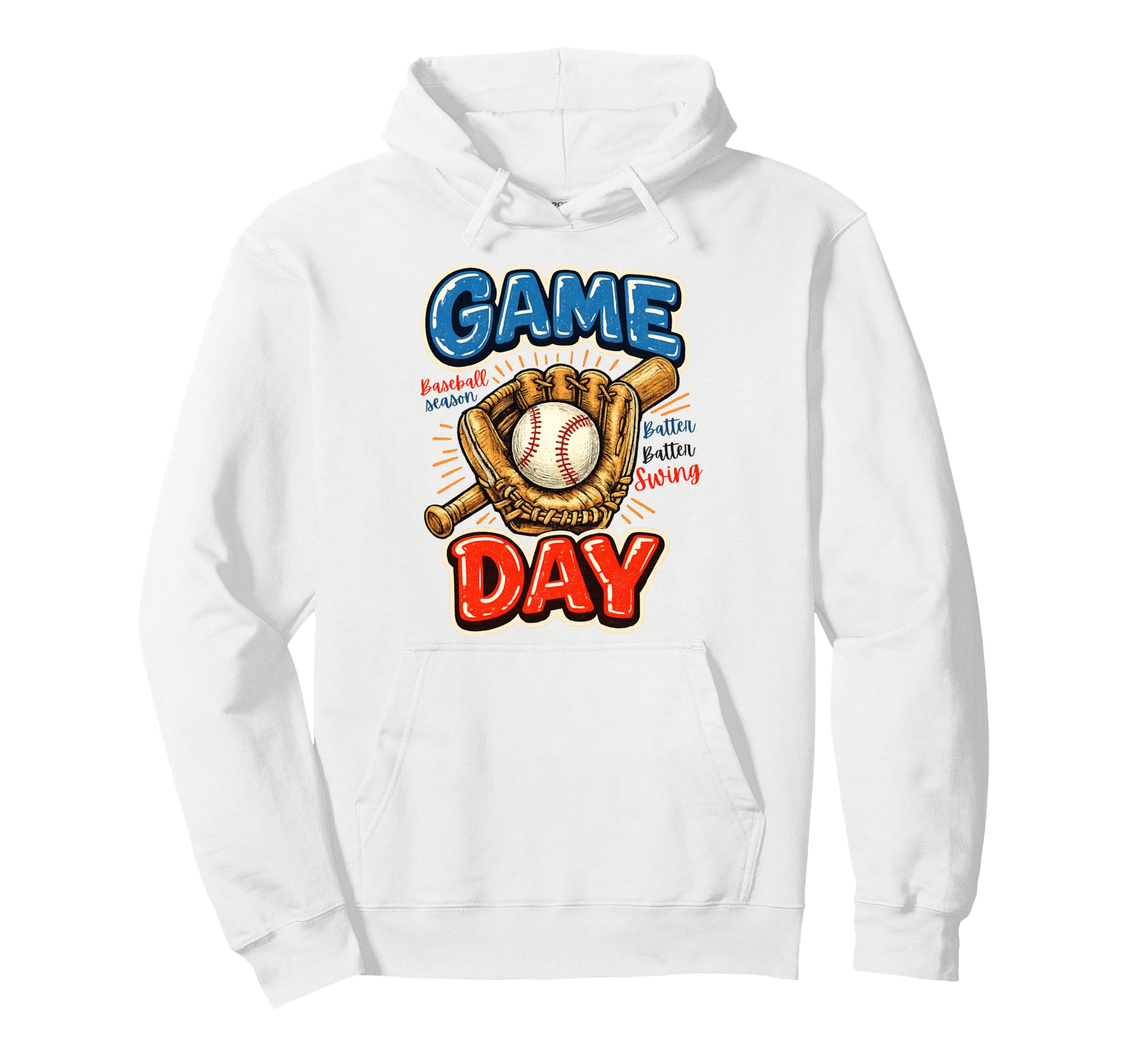 Funny Baseball Game Day Batter Swing Player Hoodie - Trendy Graphic Unisex - T-Shirt, Sweatshirt, Hoodie