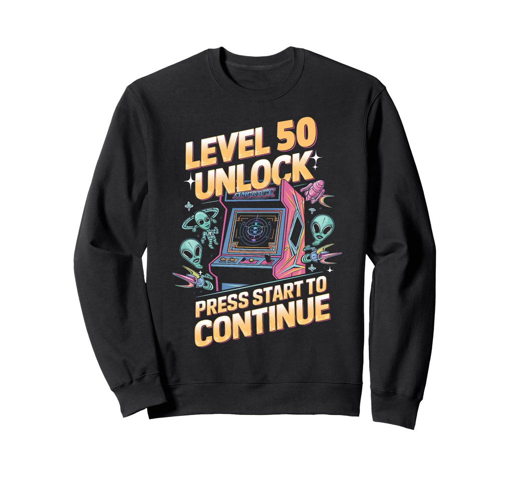 Level 50 Unlock Birthday Gamer 50 Sweatshirt - Custom Art Print Men Women - T-Shirt, Sweatshirt, Hoodie