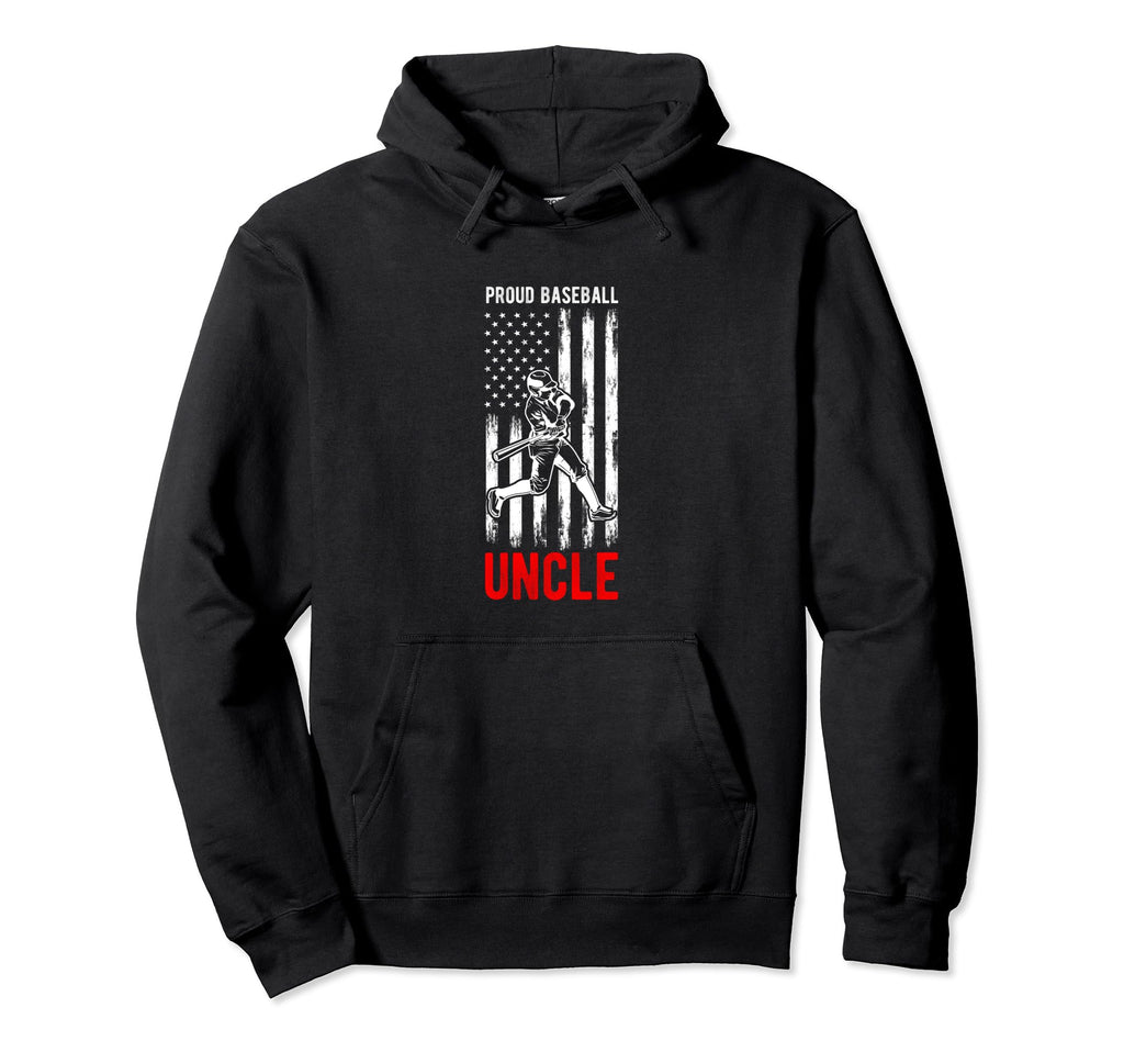 Proud Baseball Uncle Patriotic Team Coach Hoodie - Trendy Graphic Unisex - T-Shirt, Sweatshirt, Hoodie