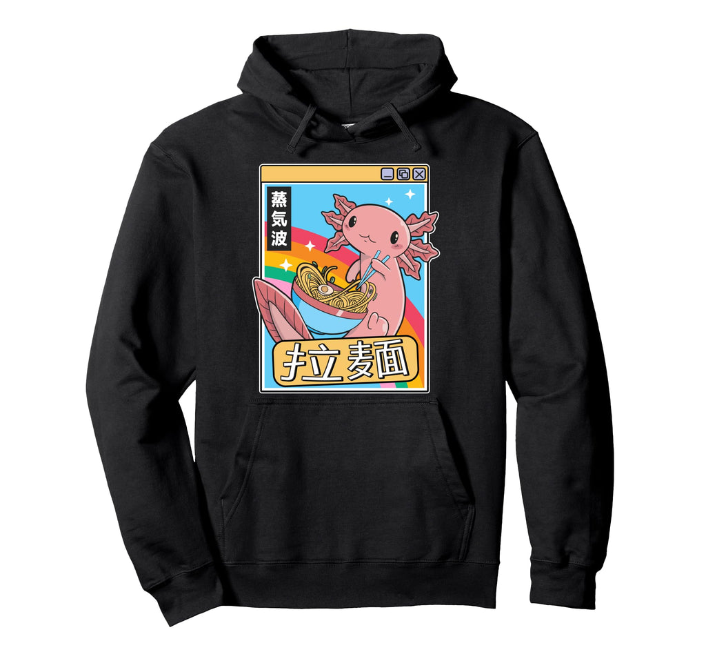Axolotl Ramen Noodles Kawaii Hoodie - Custom Art Print for Adults - T-Shirt, Sweatshirt, Hoodie