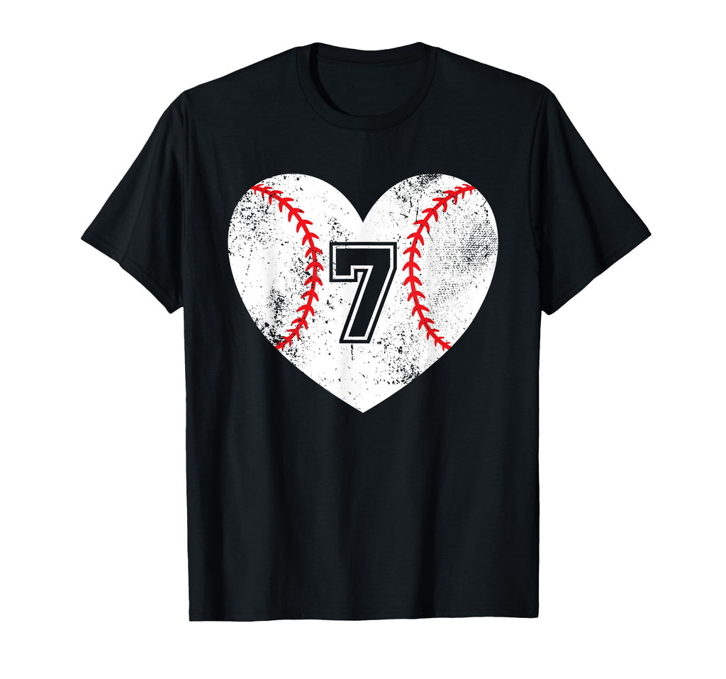 Baseball Heart Player 7 Baseball Mom T-Shirt - Casual Everyday Wear Unisex - T-Shirt, Sweatshirt, Hoodie