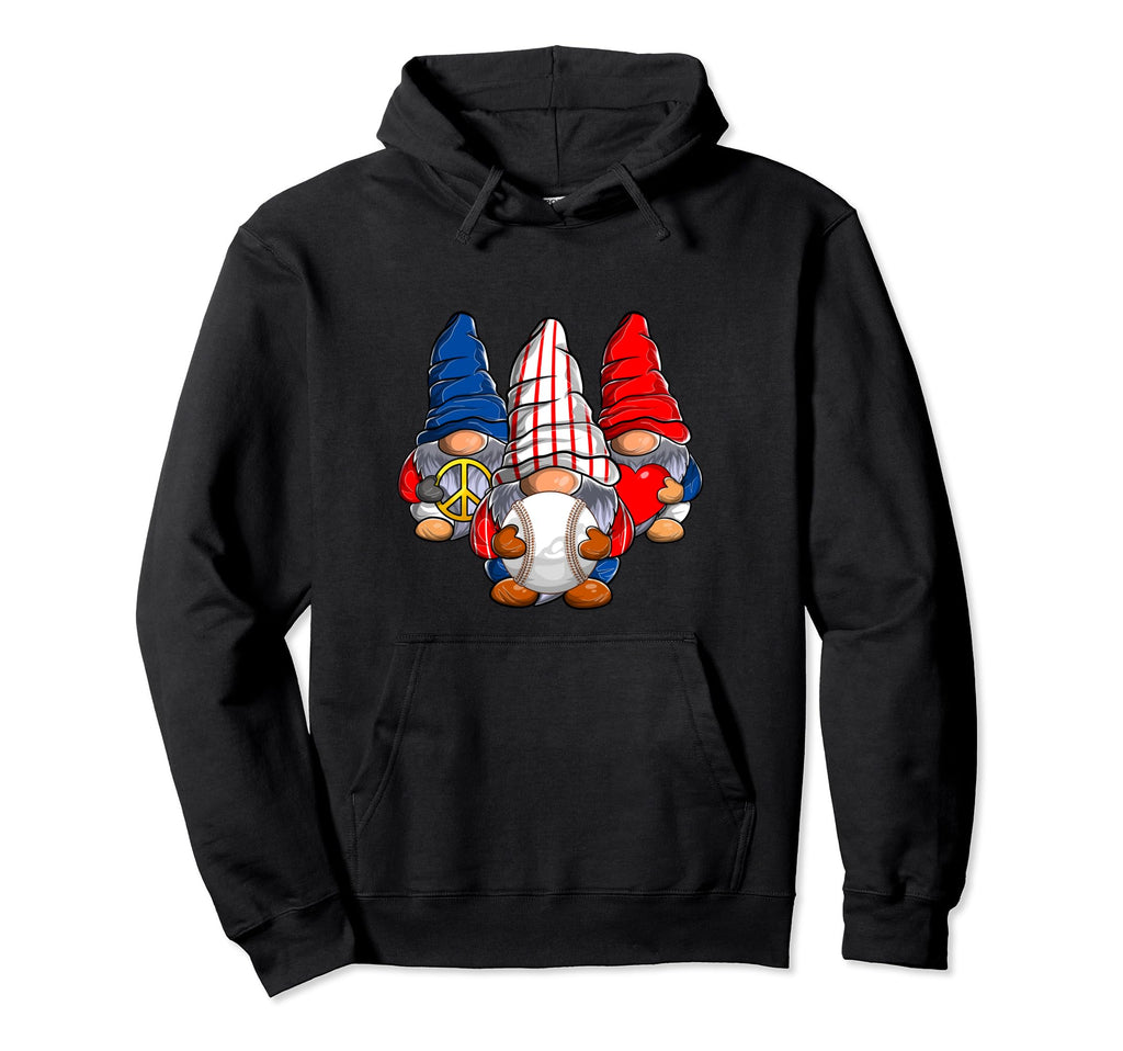 Peace Love Baseball Funny Gnomes Hoodie - Aesthetic Graphic Men Women - T-Shirt, Sweatshirt, Hoodie