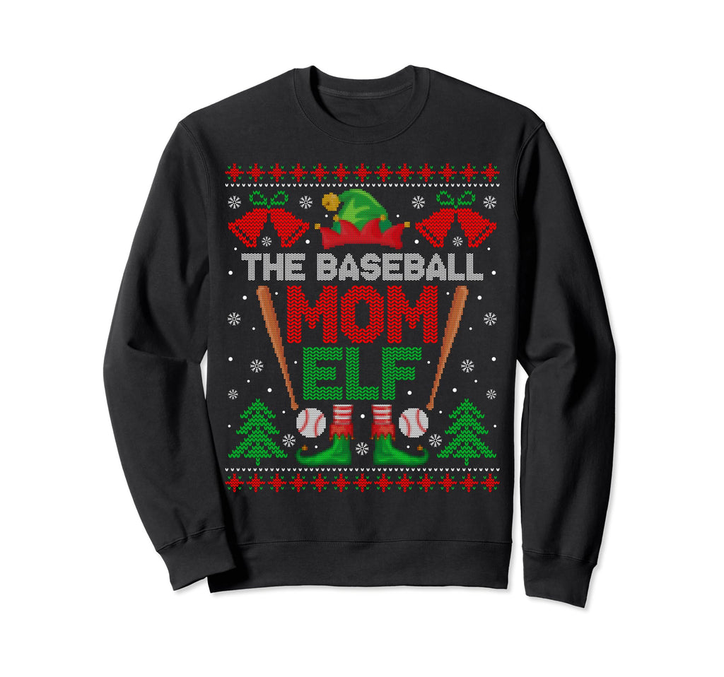 Baseball Elf Mom Elf Squad Ugly Sweatshirt - Fun Novelty Design Men Women - T-Shirt, Sweatshirt, Hoodie