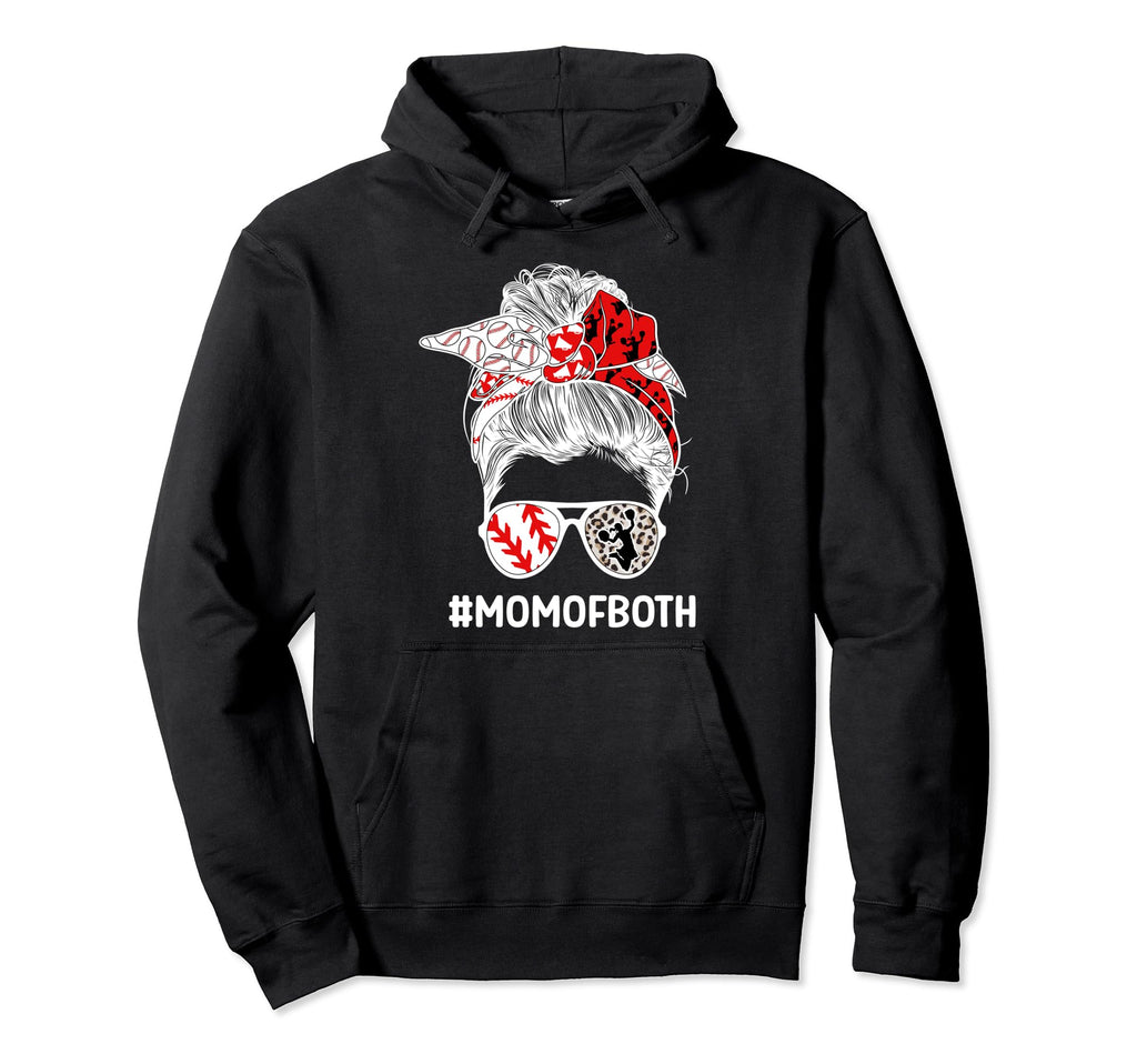 Mom Both Messy Bun Cheerleader Baseball Hoodie - Fun Novelty Design Unisex - T-Shirt, Sweatshirt, Hoodie