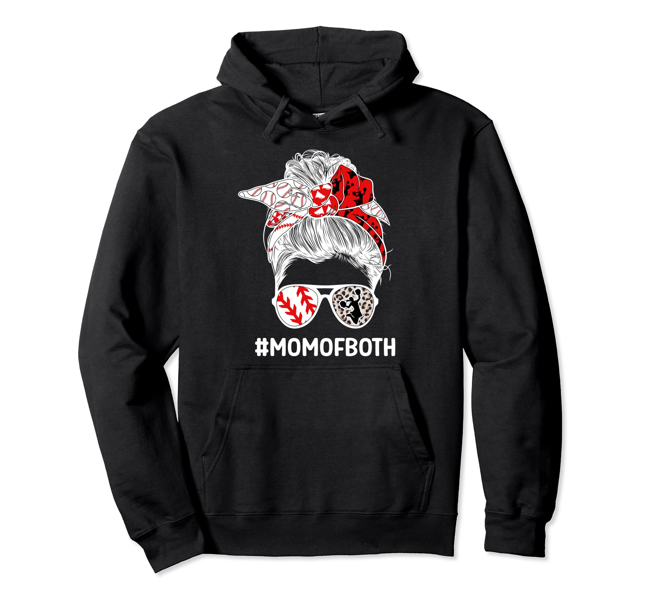 Mom Both Messy Bun Cheerleader Baseball Hoodie - Fun Novelty Design Unisex - T-Shirt, Sweatshirt, Hoodie