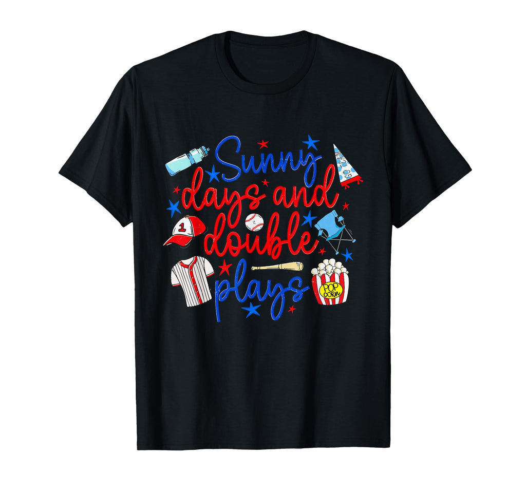 Sunny Days And Double Plays Baseball T-Shirt - Minimalist Print Unisex - T-Shirt, Sweatshirt, Hoodie