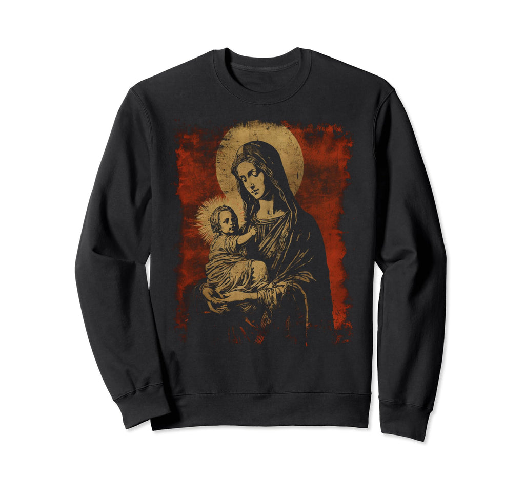Mary Jesus Distressed 90S Goth Grunge Sweatshirt - Graphic Print Men Women - T-Shirt, Sweatshirt, Hoodie