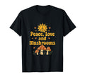 Peace Love And Mushrooms 70S Art T-Shirt - Trendy Graphic Unisex - T-Shirt, Sweatshirt, Hoodie
