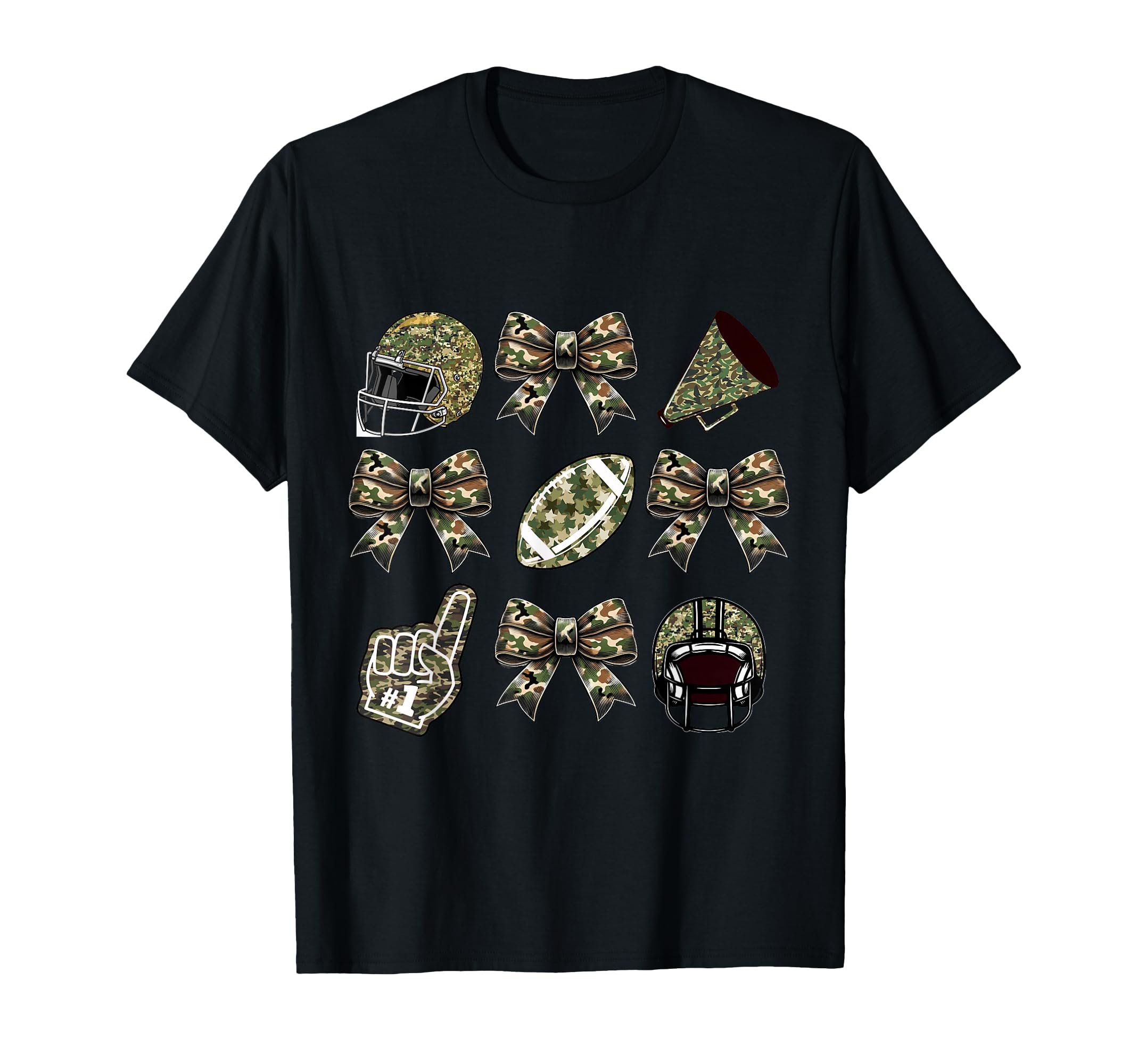Camo Football Coquette Bow Football T-Shirt - Minimalist Print Men Women - T-Shirt, Sweatshirt, Hoodie
