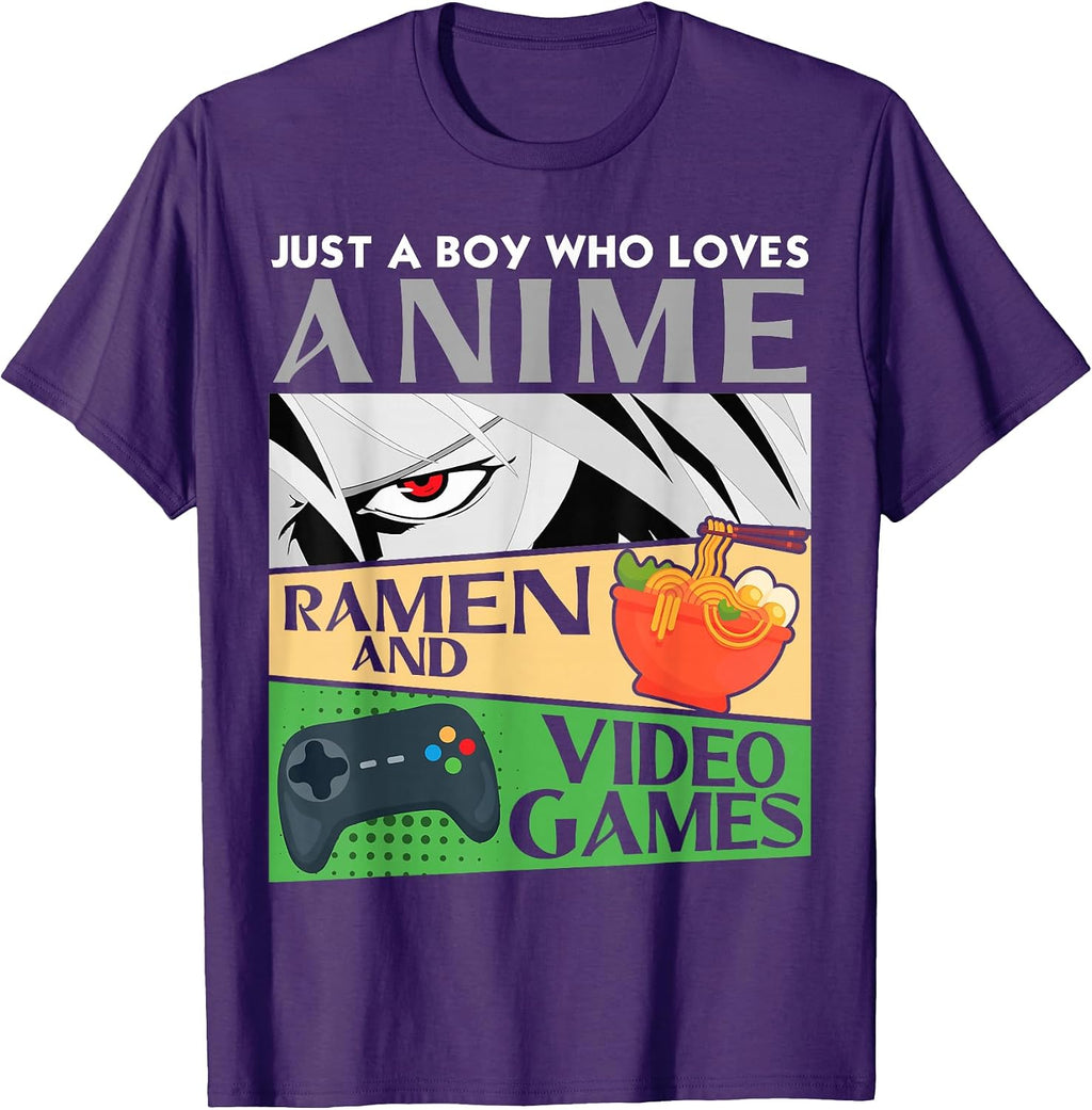Funny Introvert Boy Distracted by Anime Ramen Game - Adult & Kids T-Shirts, Sweatshirts & Hoodies apparel design preview 1