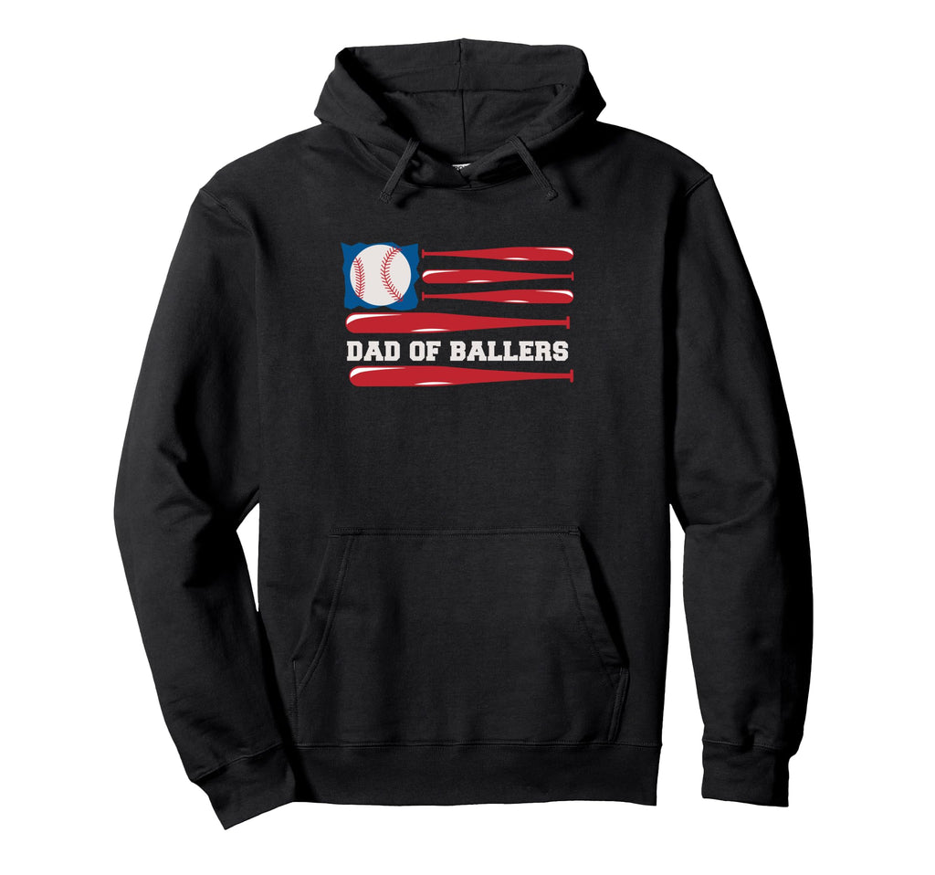 Dad Ballers American Flag Funny Baseball Hoodie - Unique Graphic Unisex - T-Shirt, Sweatshirt, Hoodie