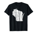 State Wisconsin Distressed Outline T-Shirt - Aesthetic Graphic Men Women - T-Shirt, Sweatshirt, Hoodie