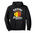Raising Ballers Softball Basketball Mom Hoodie - Unique Graphic Unisex - T-Shirt, Sweatshirt, Hoodie