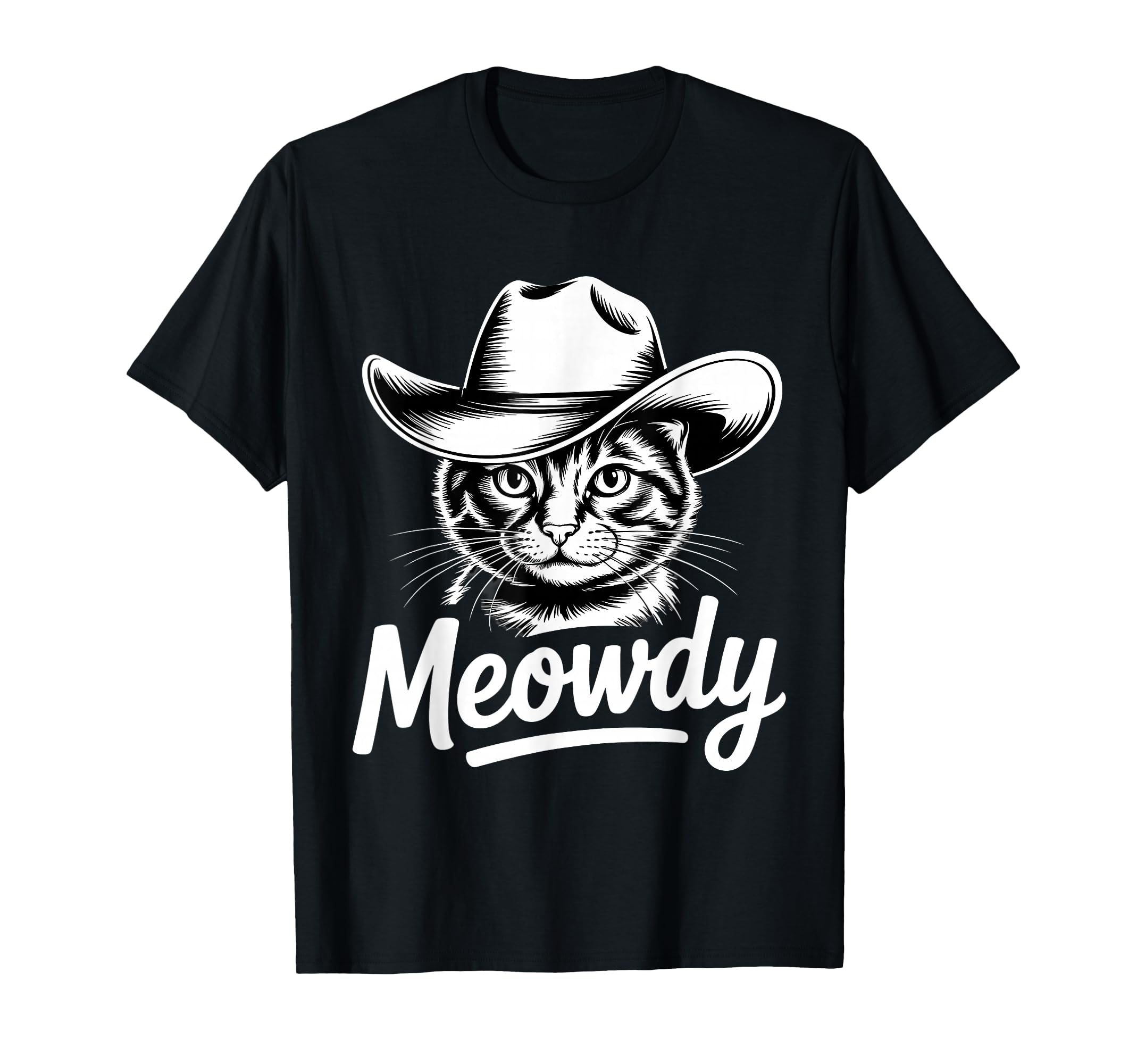 Meowdy Cat Cowboy Cat Country Western T-Shirt - Novelty Apparel for Adults - T-Shirt, Sweatshirt, Hoodie