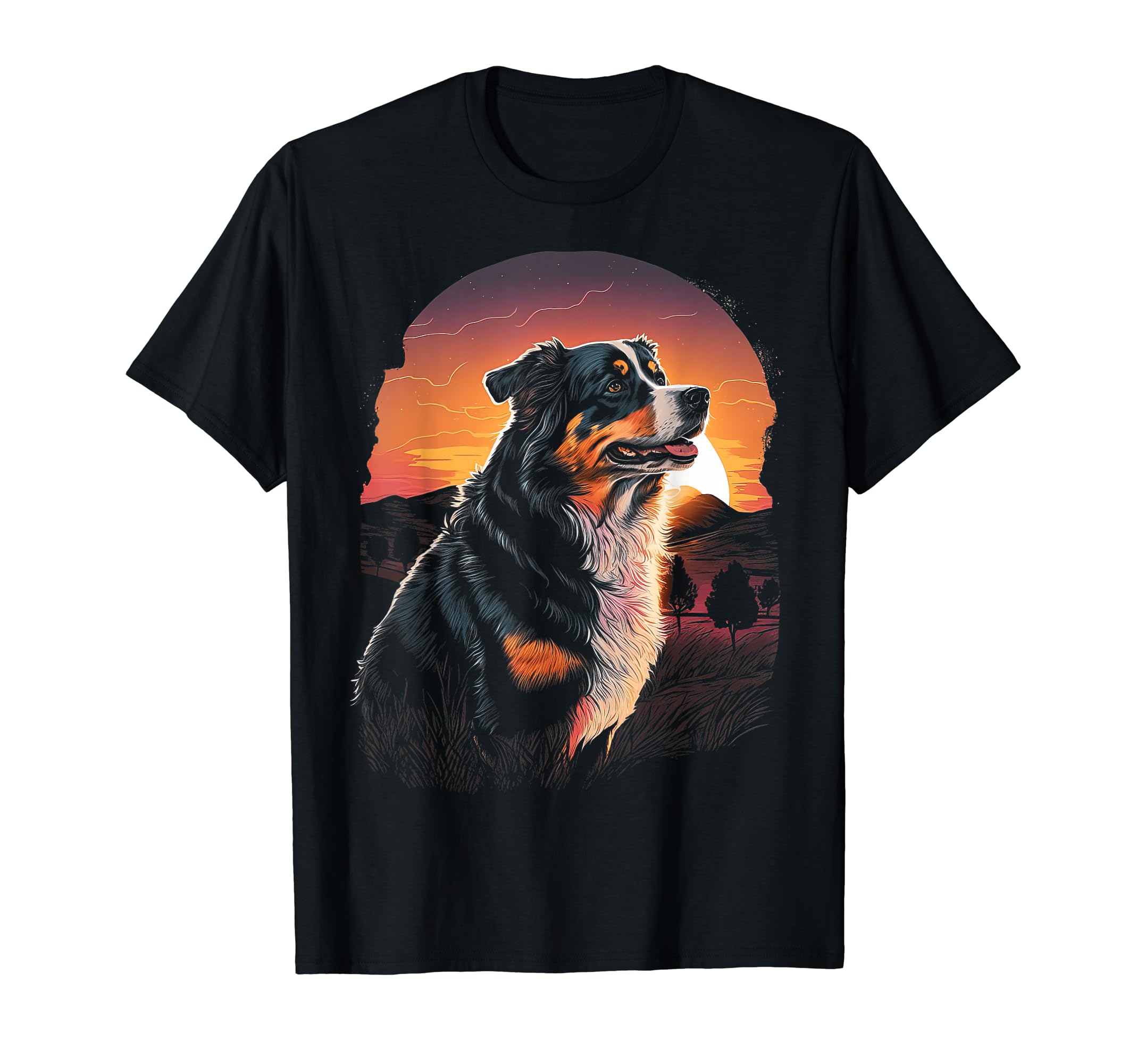 Australian Shepherd 80S Sunset T-Shirt - Streetwear Style Unisex - T-Shirt, Sweatshirt, Hoodie