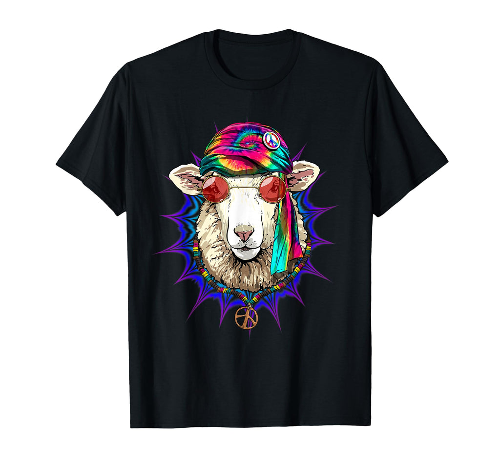 Tie Dye Hippie Sheep Hippiness Peace T-Shirt - Novelty Apparel for Adults - T-Shirt, Sweatshirt, Hoodie