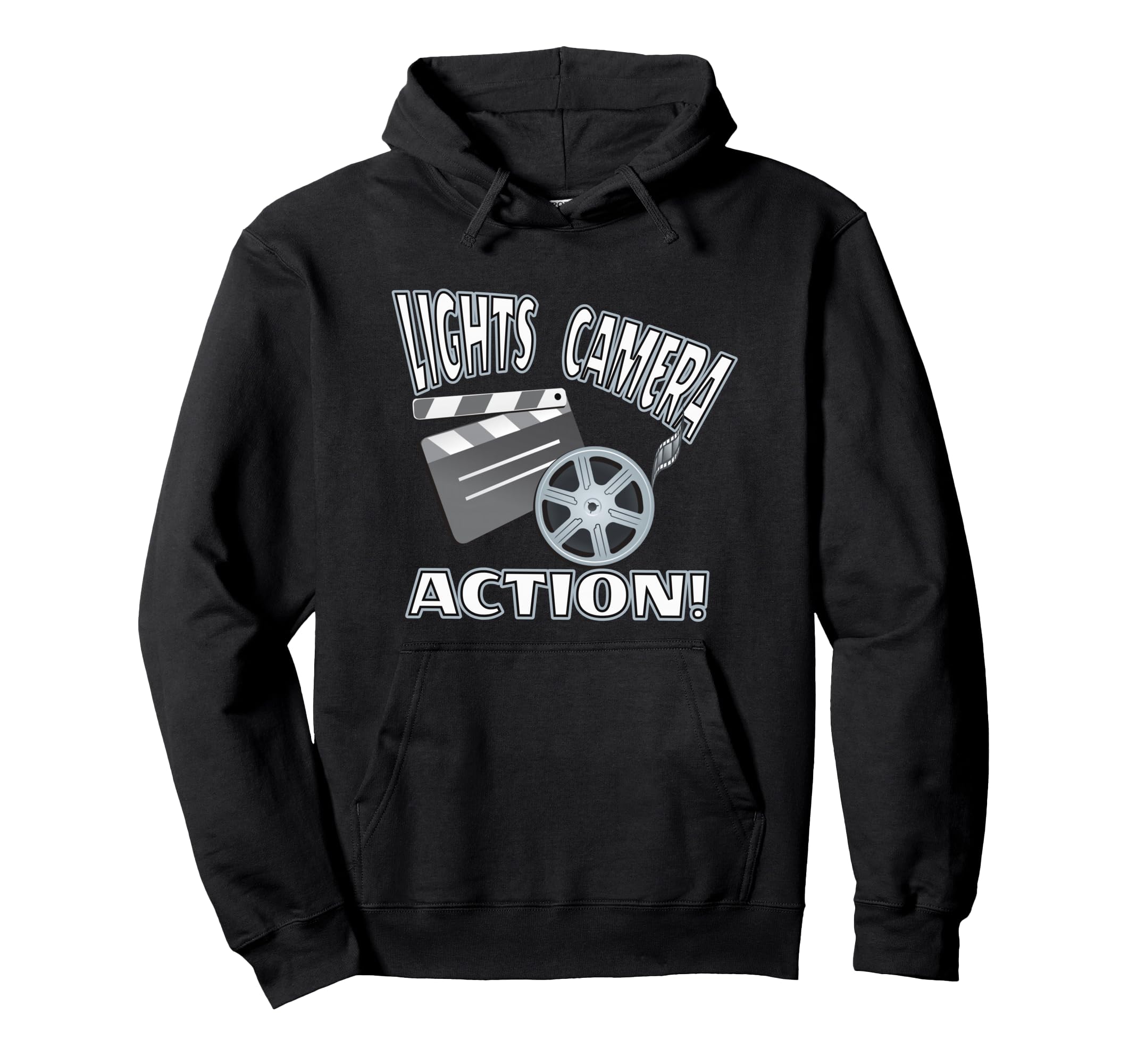 Lights Camera Action Filmmaking Movie Hoodie - Minimalist Print Unisex - T-Shirt, Sweatshirt, Hoodie