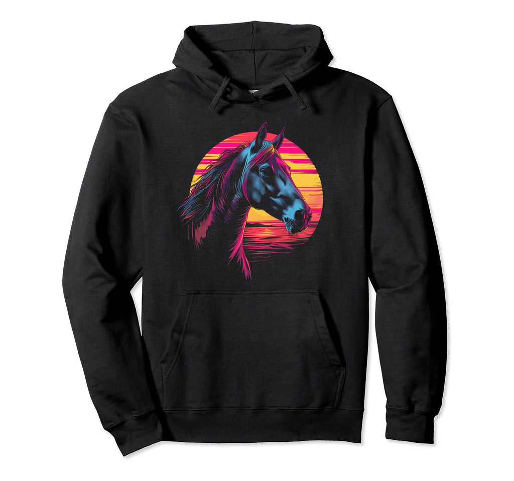 Horse Vaporwave Aesthetic Synthwave Hoodie - Minimalist Print for Adults - T-Shirt, Sweatshirt, Hoodie