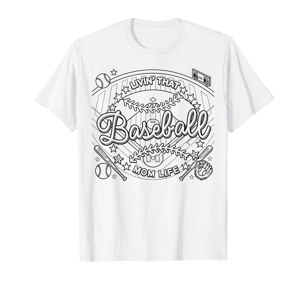 Baseball Mom Life Baseball Lover T-Shirt - Custom Art Print Unisex - T-Shirt, Sweatshirt, Hoodie