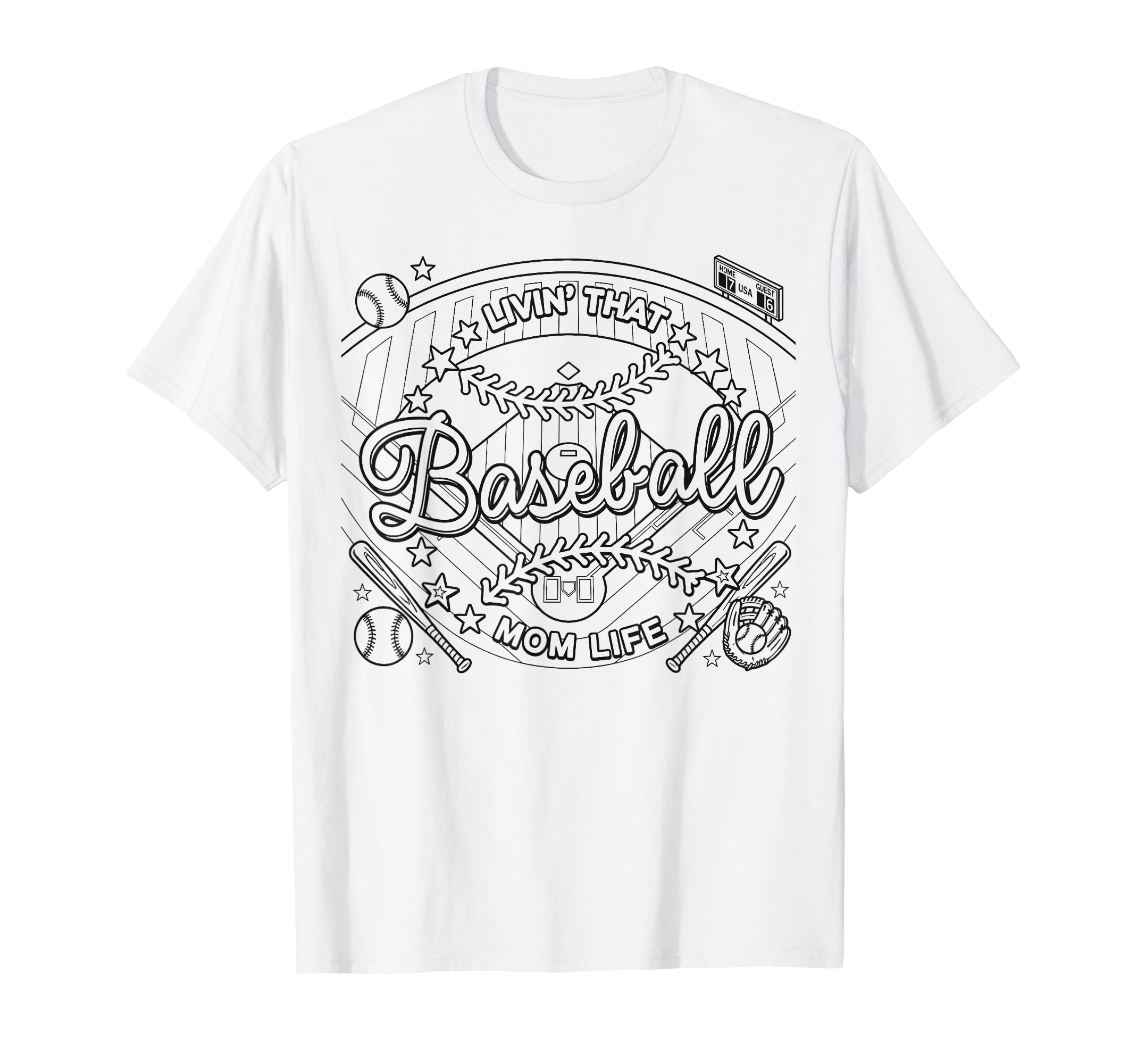 Baseball Mom Life Baseball Lover T-Shirt - Custom Art Print Unisex - T-Shirt, Sweatshirt, Hoodie