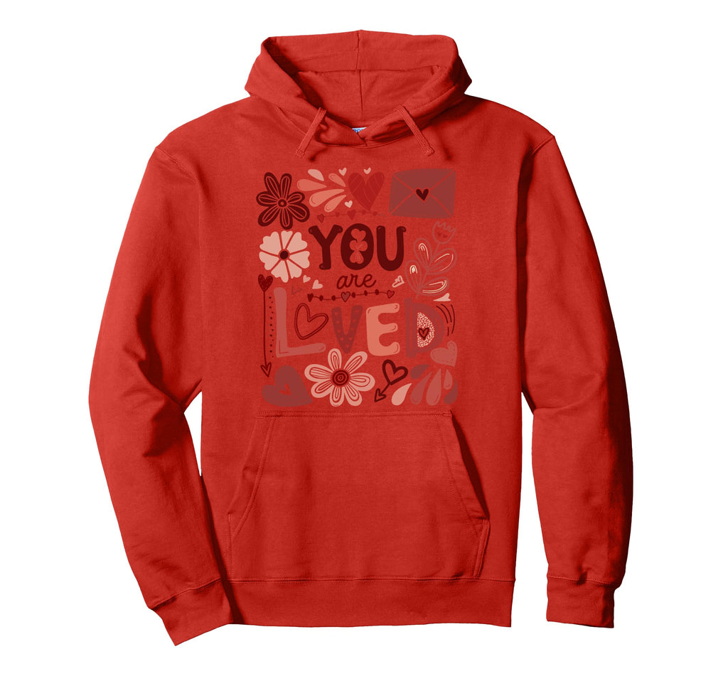 You Are Loved Boho Valentine Floral Hoodie - Novelty Apparel for Adults - T-Shirt, Sweatshirt, Hoodie