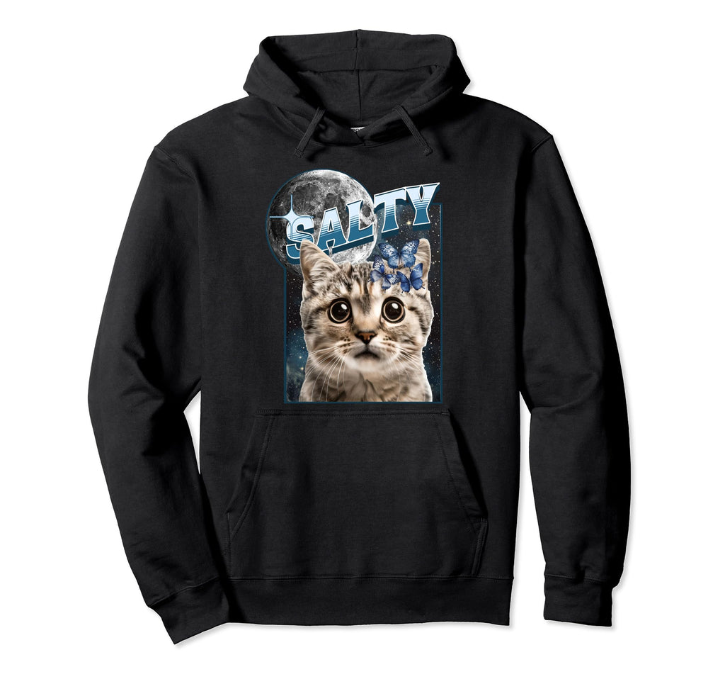 Funny Salty Kawaii Cat Y2K Aesthetic Hoodie - Graphic Print for Adults - T-Shirt, Sweatshirt, Hoodie
