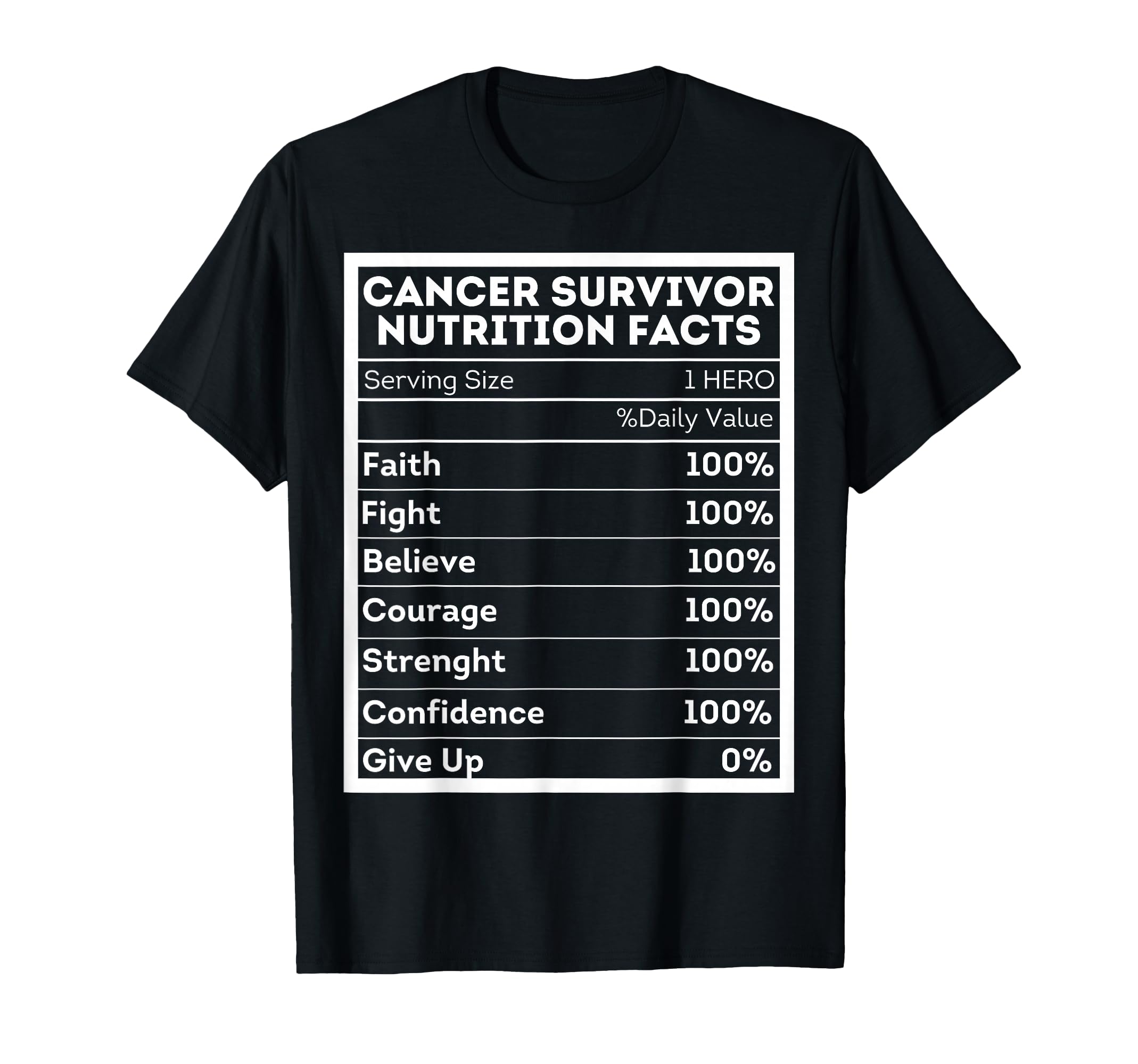 Cancer Survivor Nutrition Facts Labels T-Shirt - Minimalist Print Unisex - T-Shirt, Sweatshirt, Hoodie