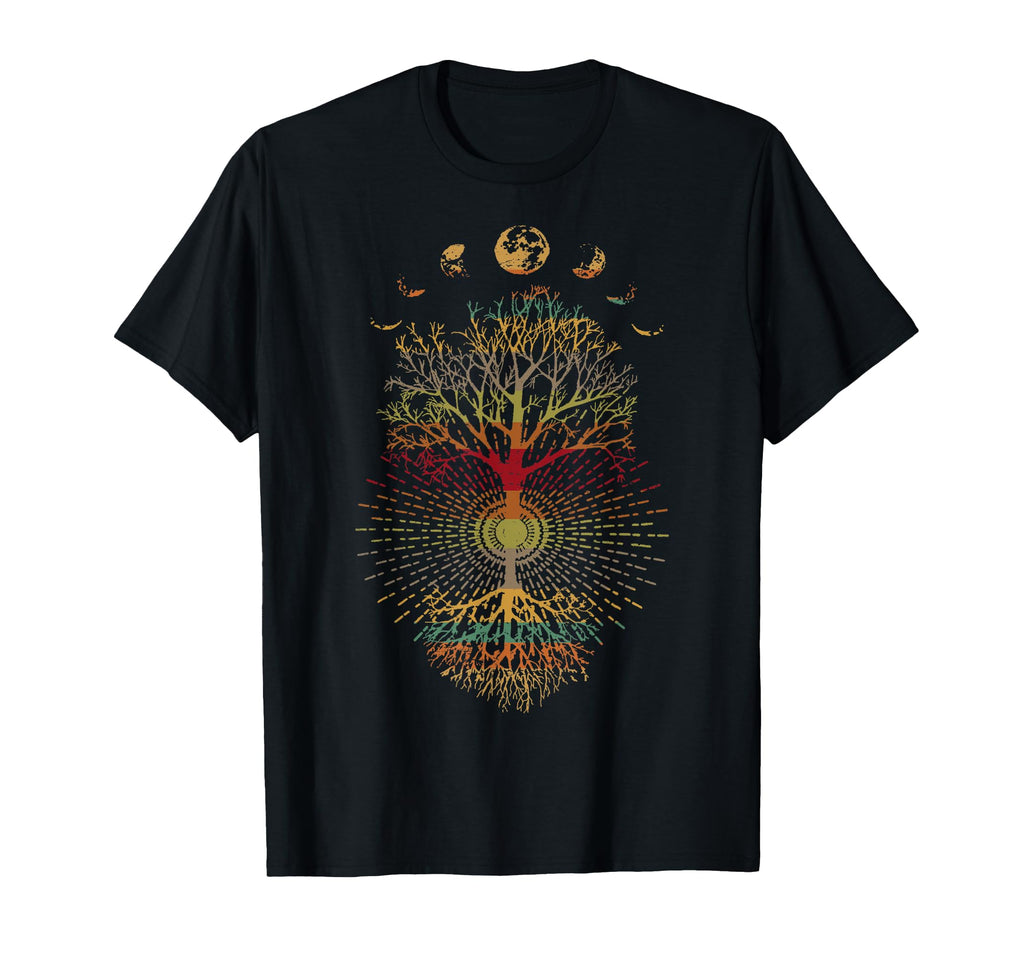 Phases Moon 60S 70S Vibe Tree Life T-Shirt - Unique Graphic for Adults - T-Shirt, Sweatshirt, Hoodie