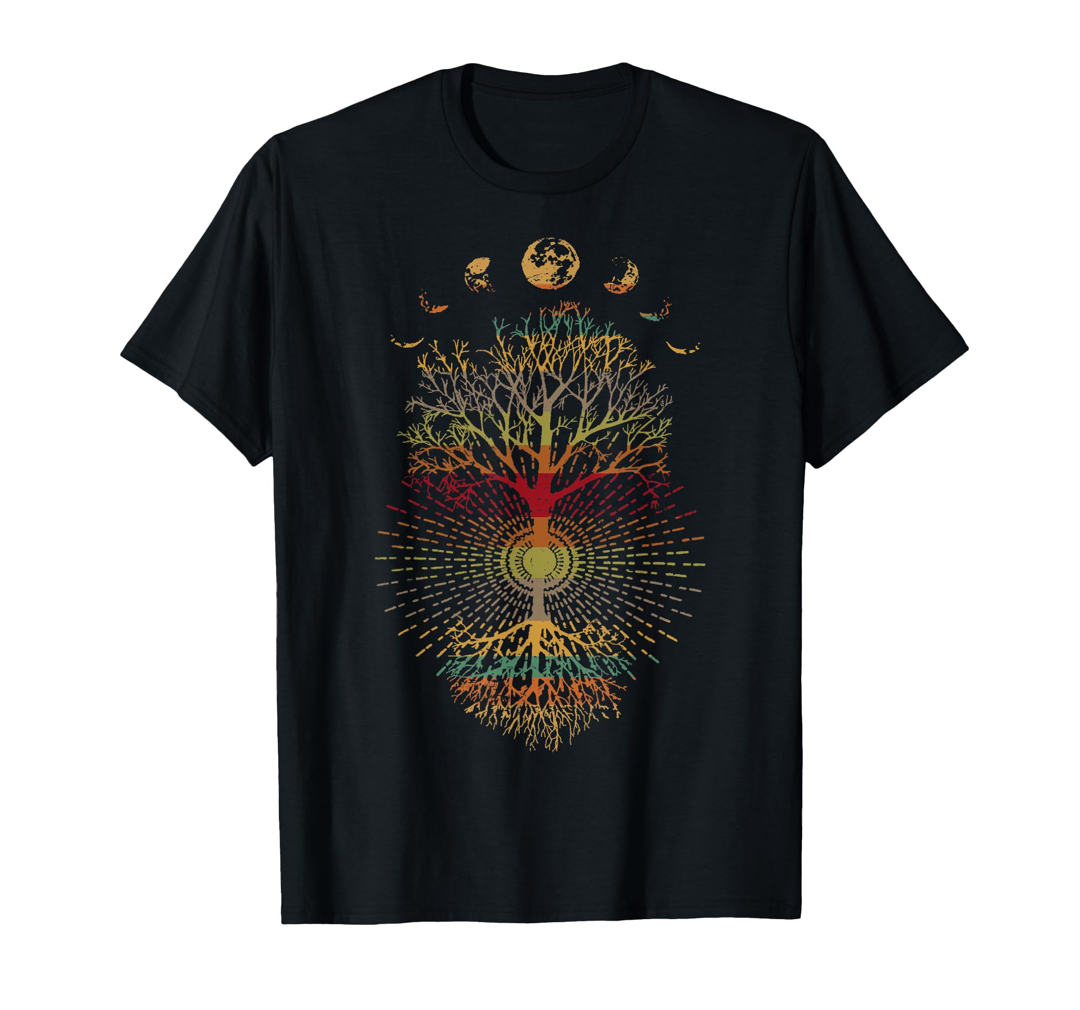 Phases Moon 60S 70S Vibe Tree Life T-Shirt - Unique Graphic for Adults - T-Shirt, Sweatshirt, Hoodie