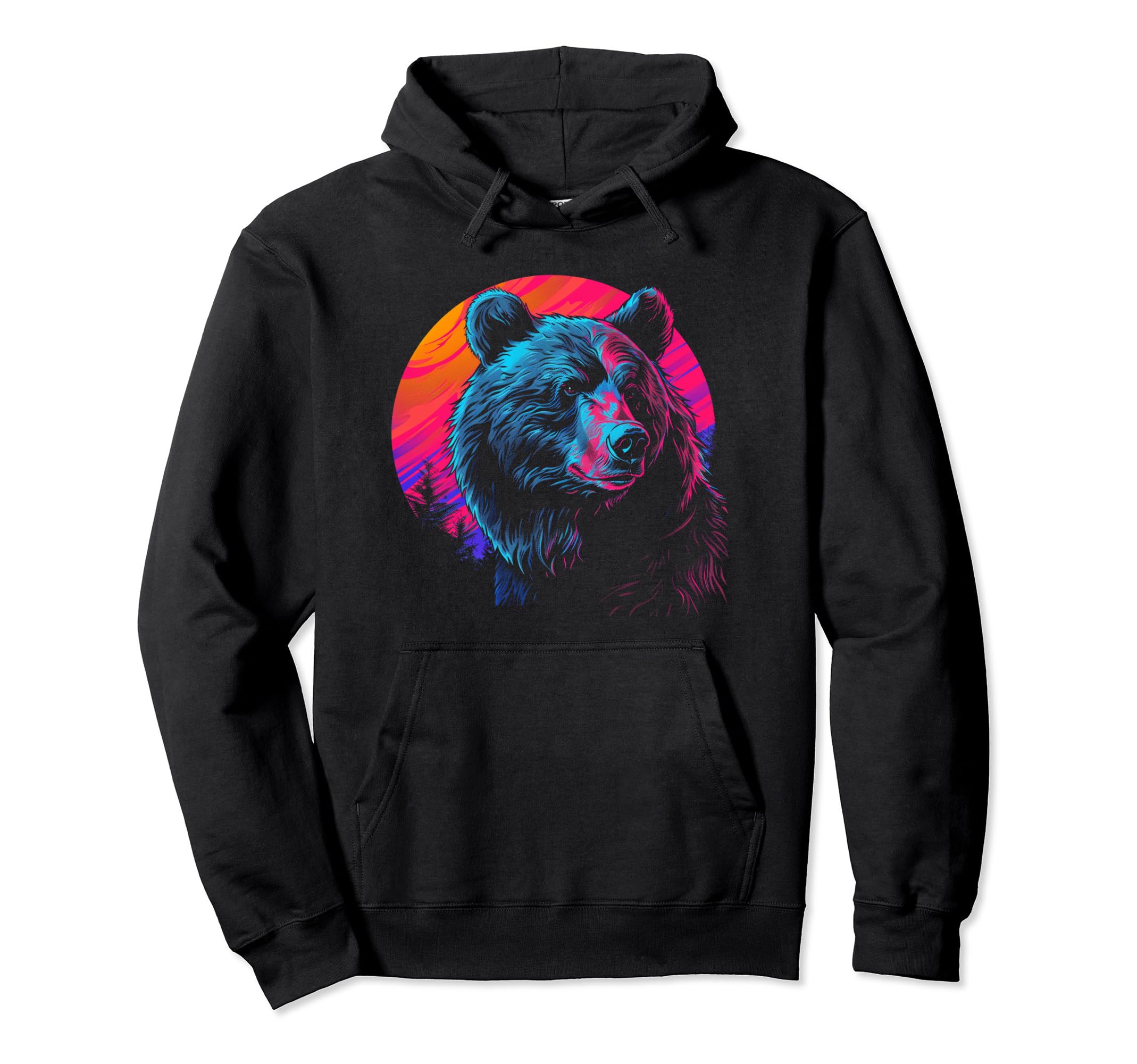 Bear Vaporwave Aesthetic Synthwave Hoodie - Casual Everyday Wear Unisex - T-Shirt, Sweatshirt, Hoodie