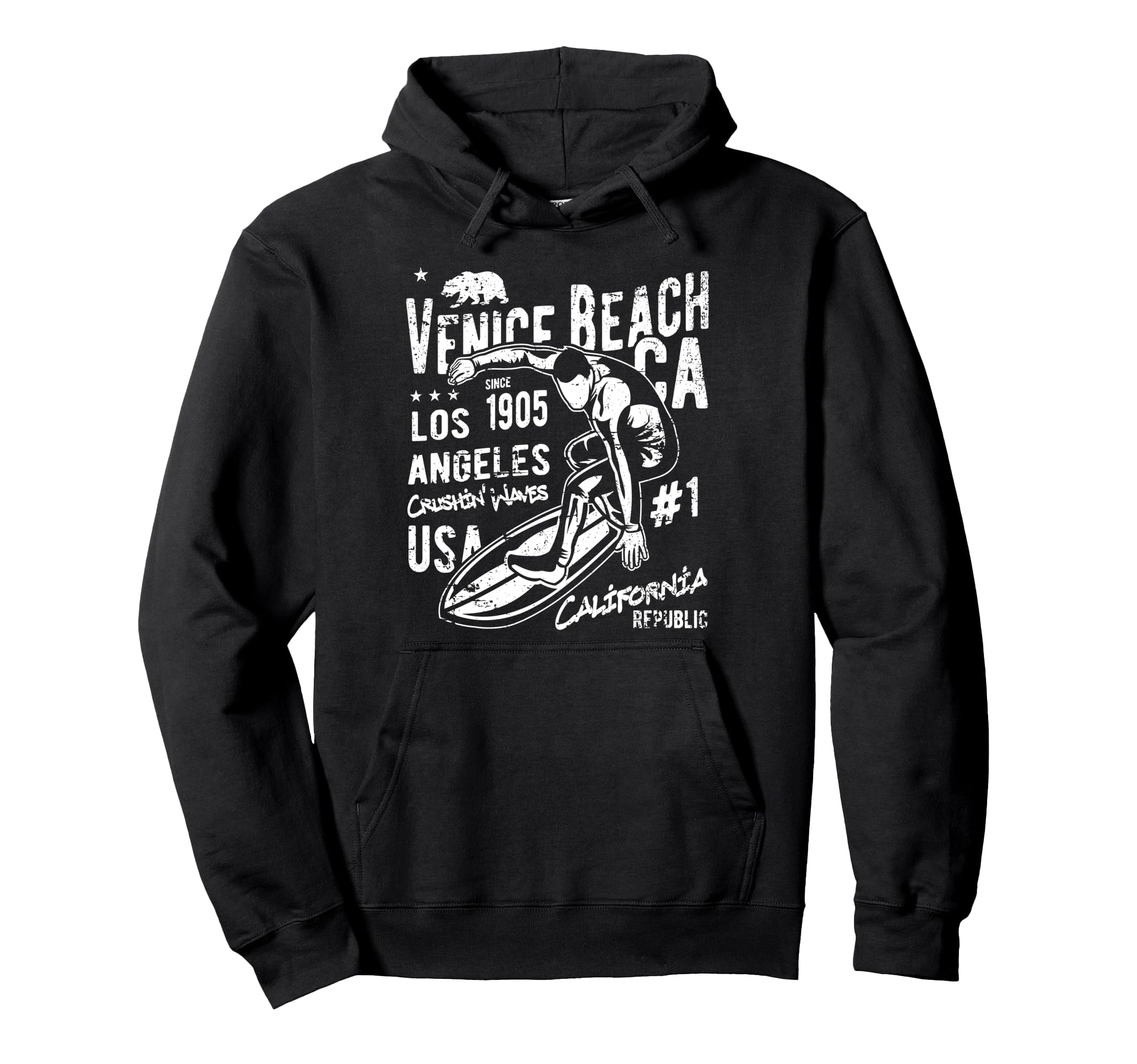 Venice Beach California Distressed Hoodie - Casual Everyday Wear Unisex - T-Shirt, Sweatshirt, Hoodie
