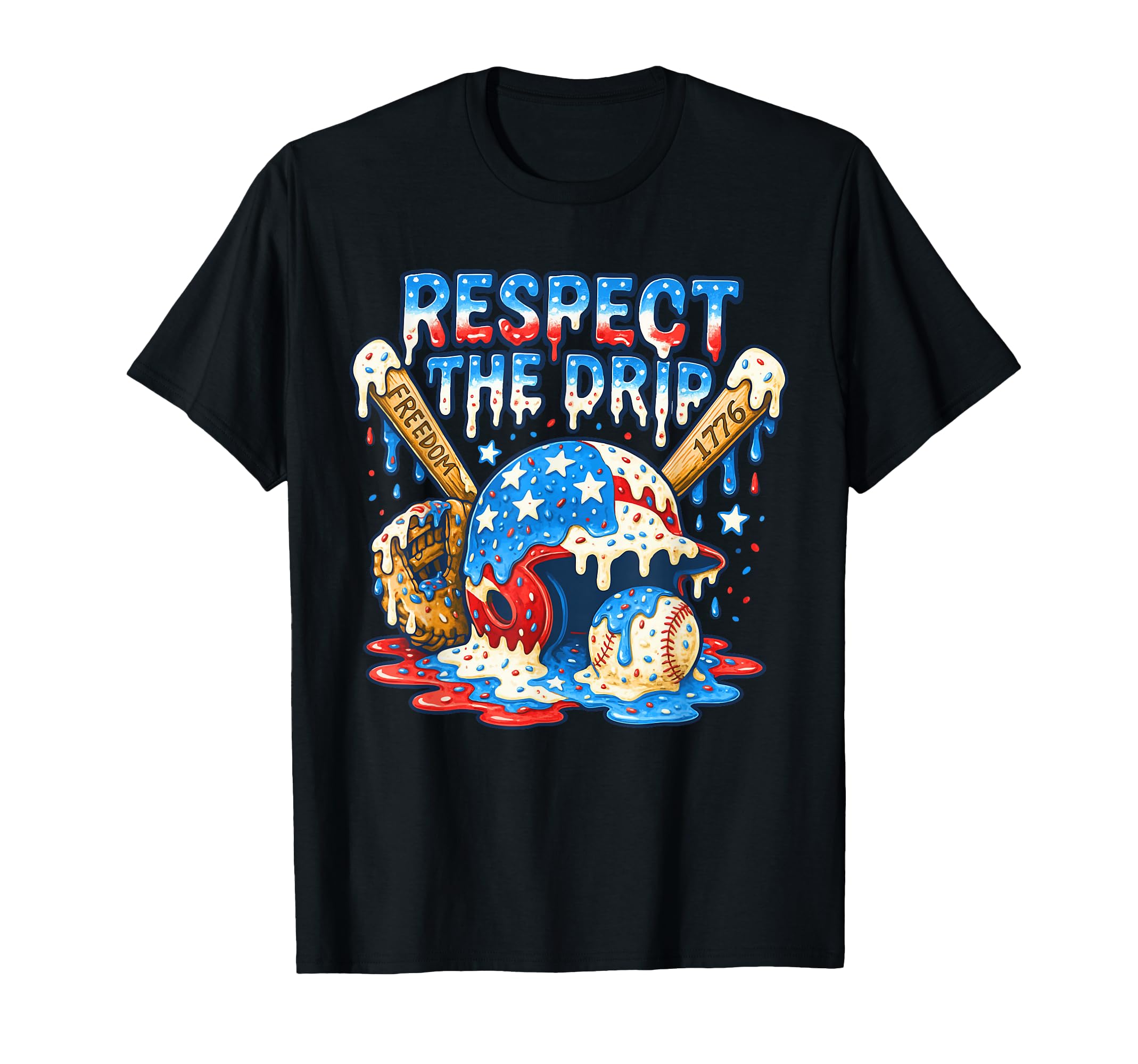 Funny Respect Drip Baseball Ice Cream T-Shirt - Streetwear Style Men Women - T-Shirt, Sweatshirt, Hoodie