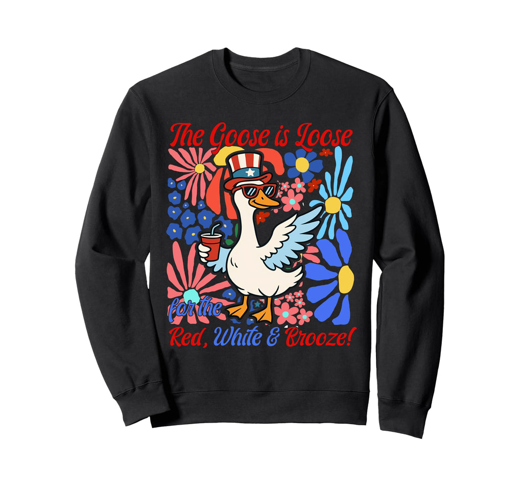 Boho Goose Is Loose Red White And Sweatshirt - Unique Graphic Men Women - T-Shirt, Sweatshirt, Hoodie