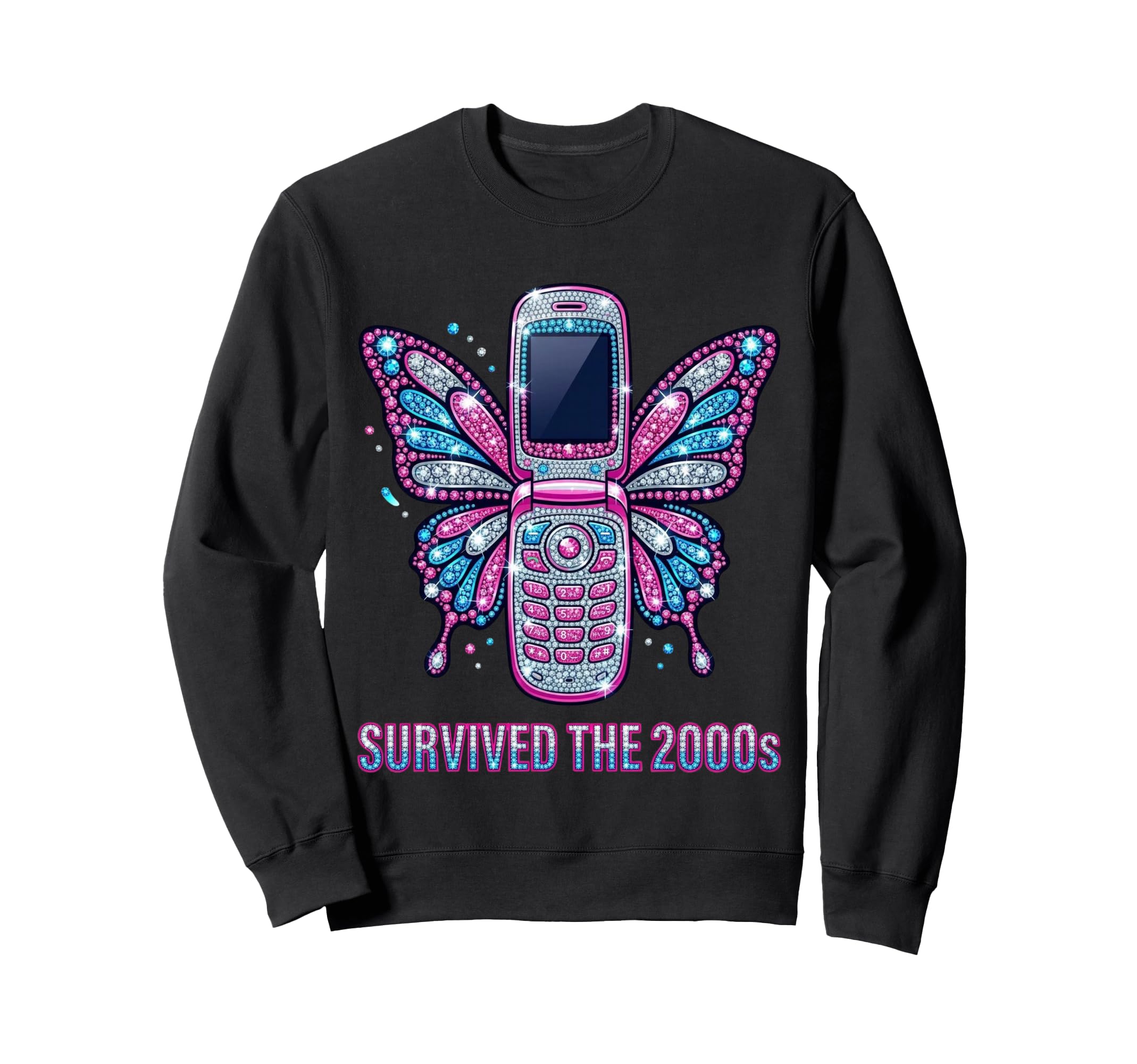 Survived 2000S Y2K Flip Phone Sweatshirt - Aesthetic Graphic Men Women - T-Shirt, Sweatshirt, Hoodie