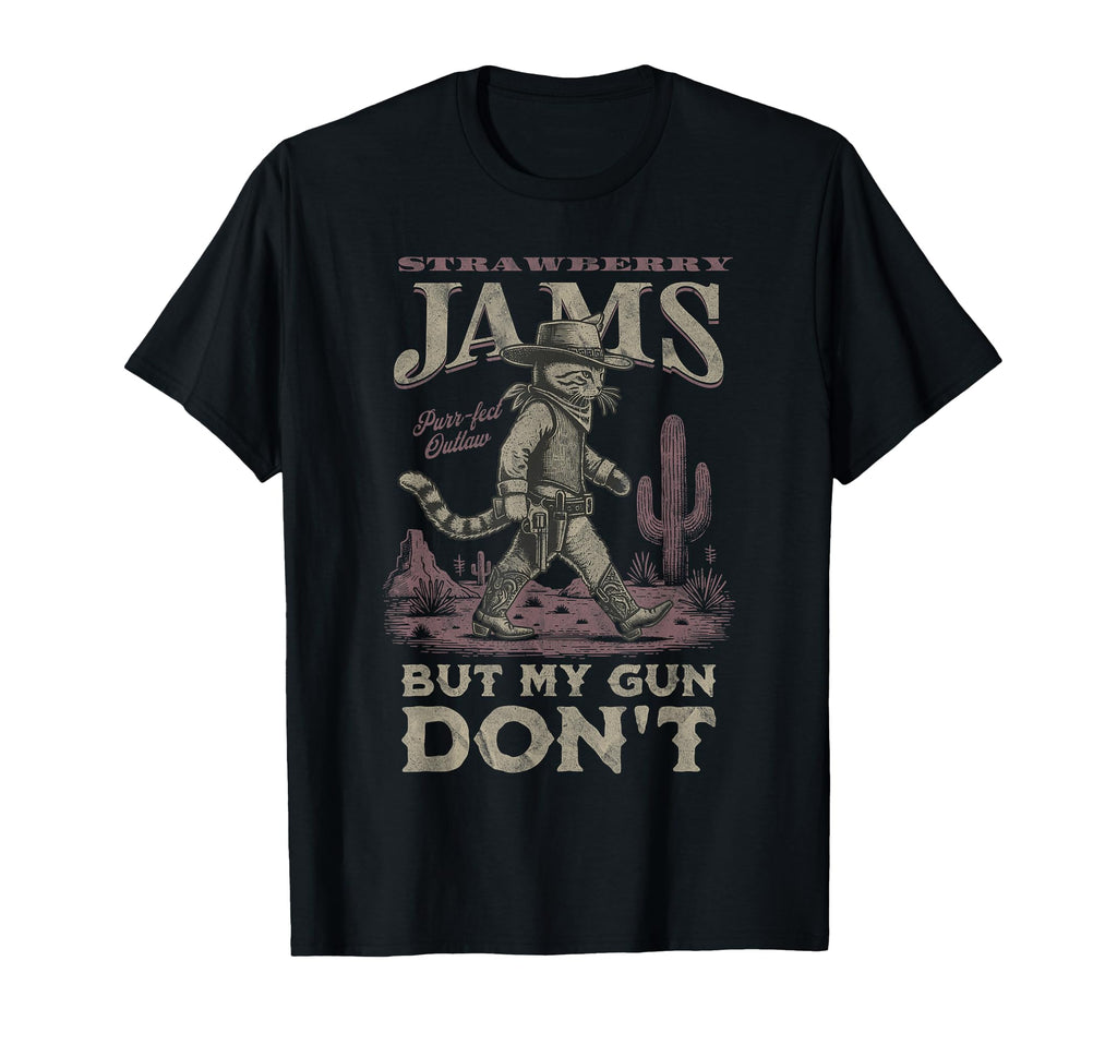 Strawberry Jams But My Gun Dont Cat T-Shirt - Streetwear Style Men Women - T-Shirt, Sweatshirt, Hoodie