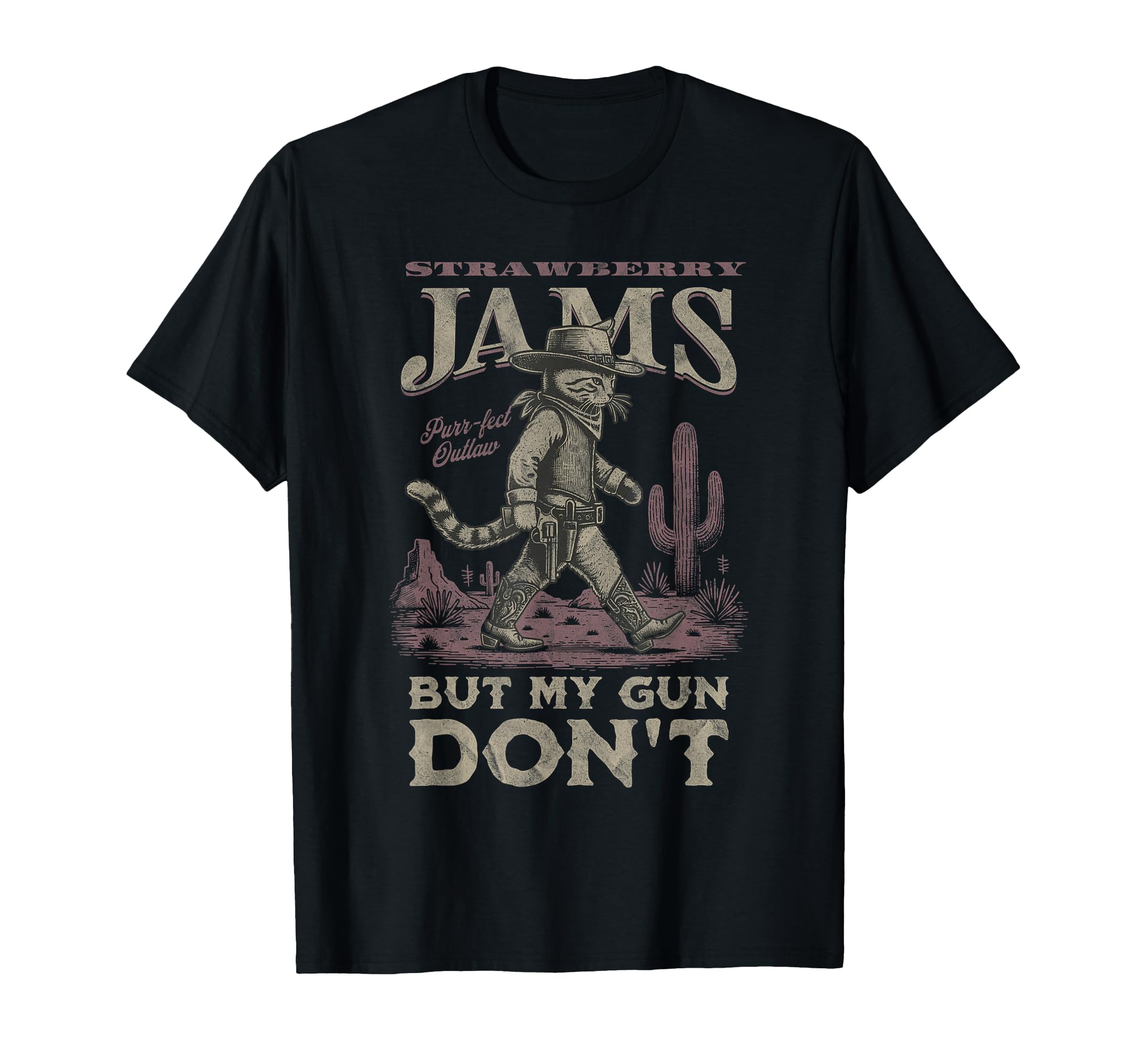 Strawberry Jams But My Gun Dont Cat T-Shirt - Streetwear Style Men Women - T-Shirt, Sweatshirt, Hoodie