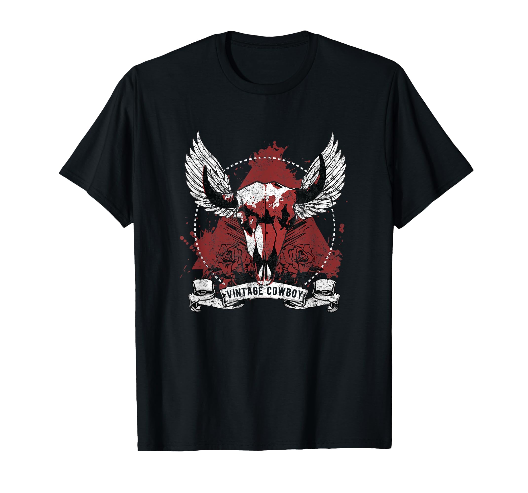 Skull Cowboy Tattoo Roses Wings Indian T-Shirt - Novelty Apparel Men Women - T-Shirt, Sweatshirt, Hoodie