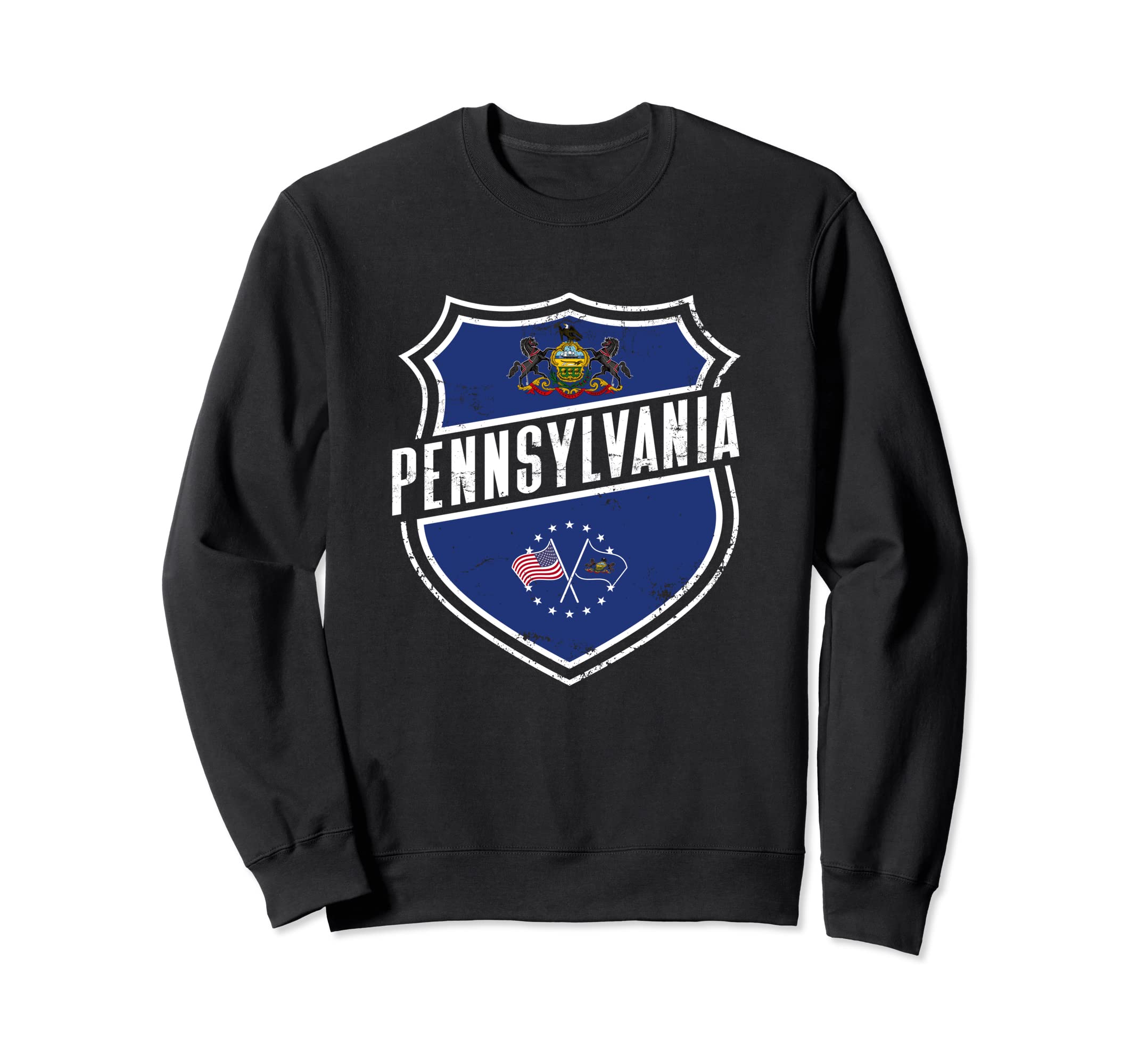 Distressed Usa And Pennsylvania Flag Sweatshirt - Graphic Print Unisex - T-Shirt, Sweatshirt, Hoodie