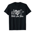 Peace Hand Striped Heart Christian Cross T-Shirt - Custom Art Print Unisex - T-Shirt, Sweatshirt, Hoodie
