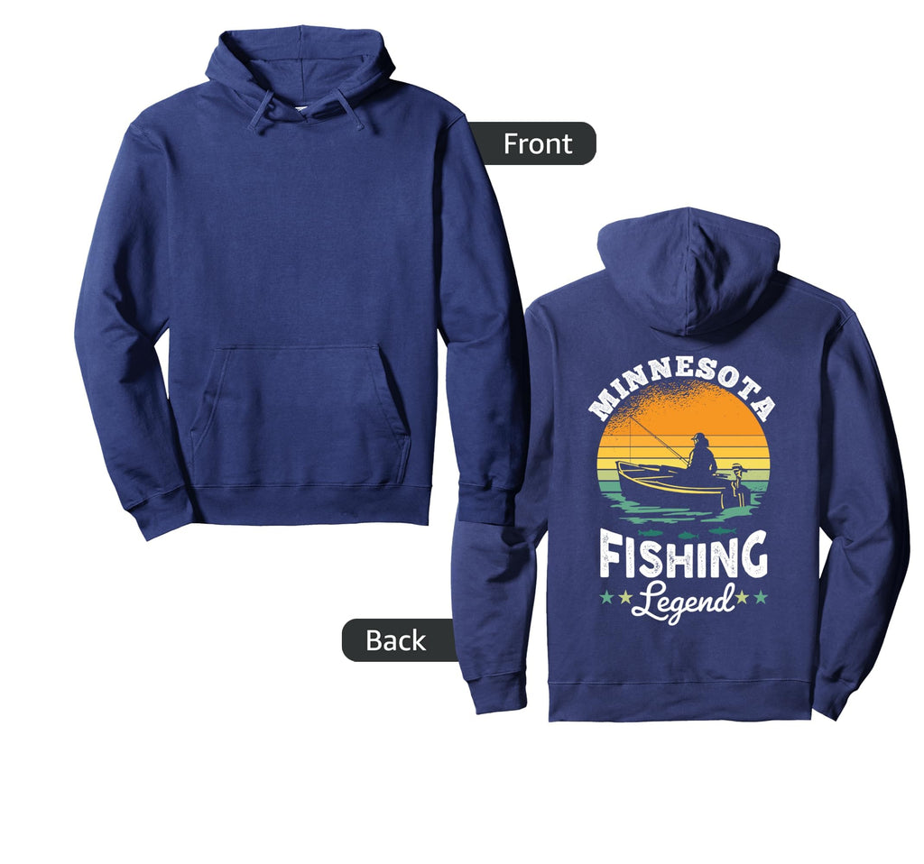 Minnesota Fishing Legend Sunset Fisher Hoodie - Graphic Print for Adults - T-Shirt, Sweatshirt, Hoodie
