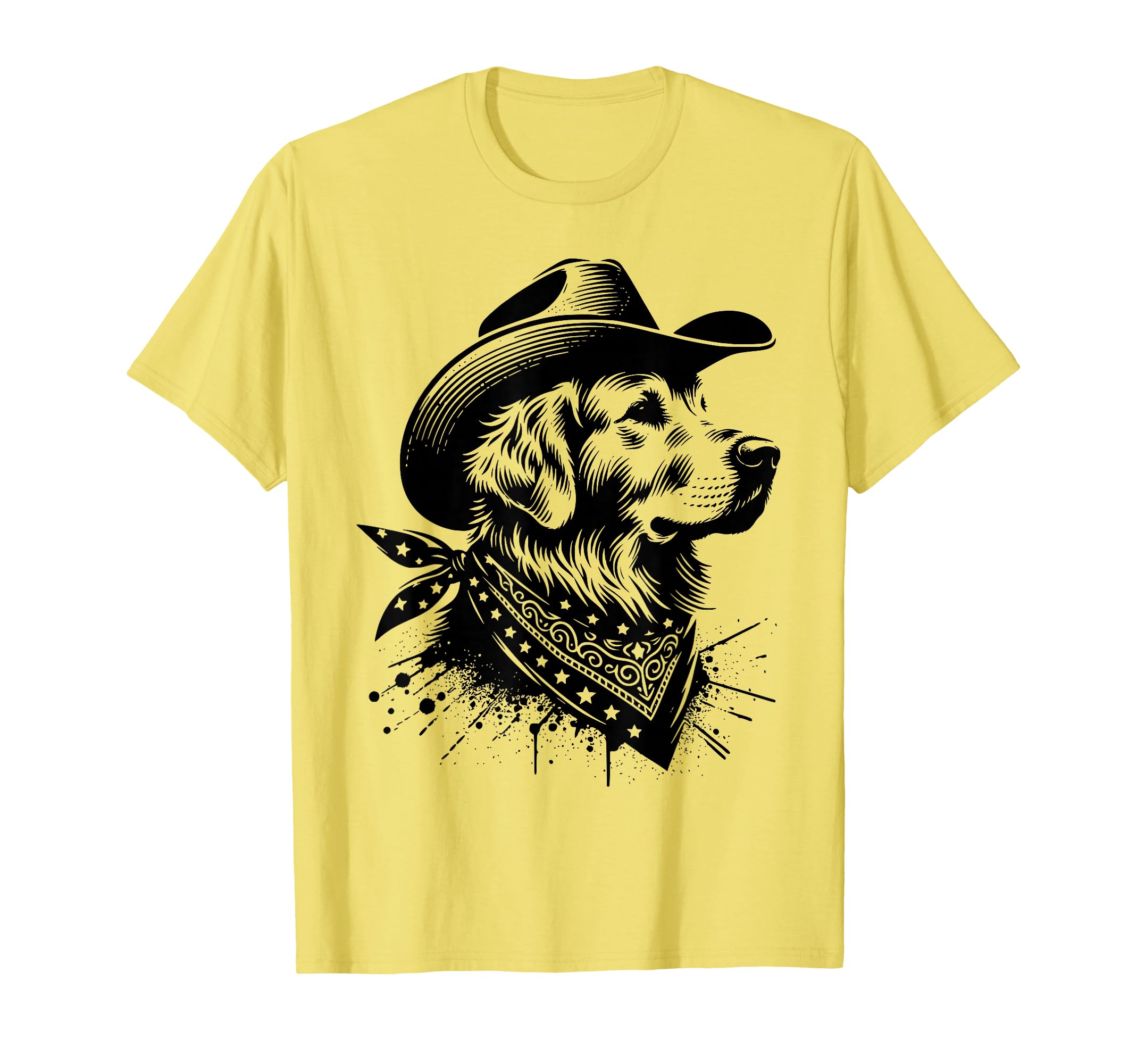 Funny Golden Retriever Cowboy Western T-Shirt - Minimalist Print Men Women - T-Shirt, Sweatshirt, Hoodie