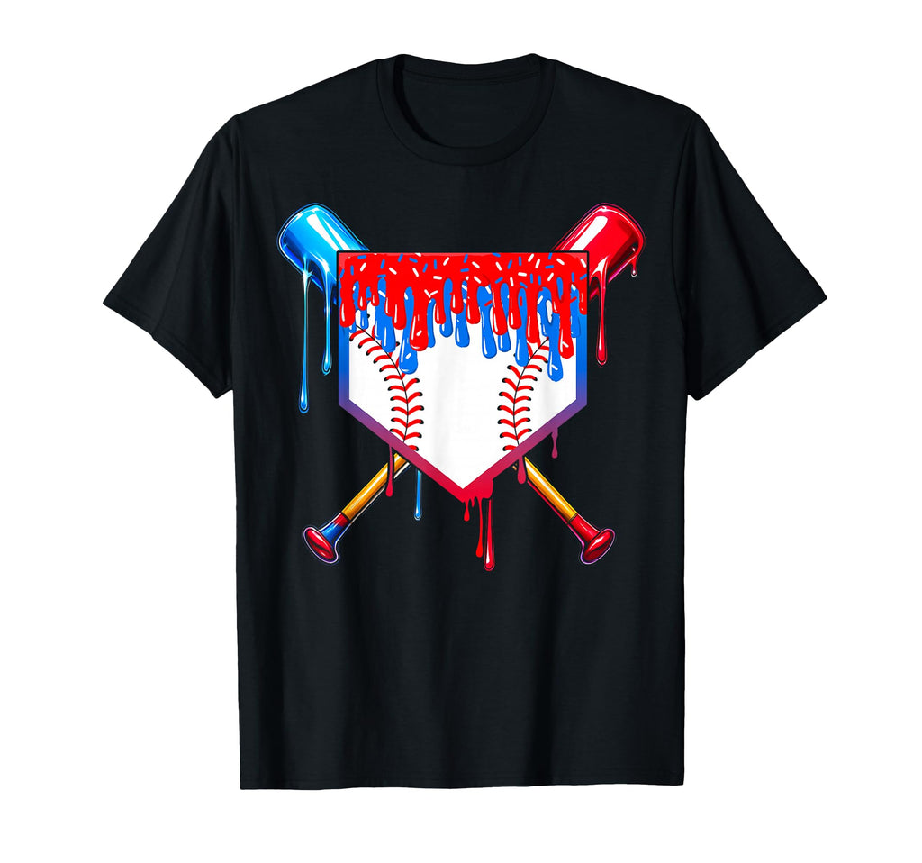 Baseball Drip Ice Cream 4Th July Home T-Shirt - Streetwear Style Men Women - T-Shirt, Sweatshirt, Hoodie
