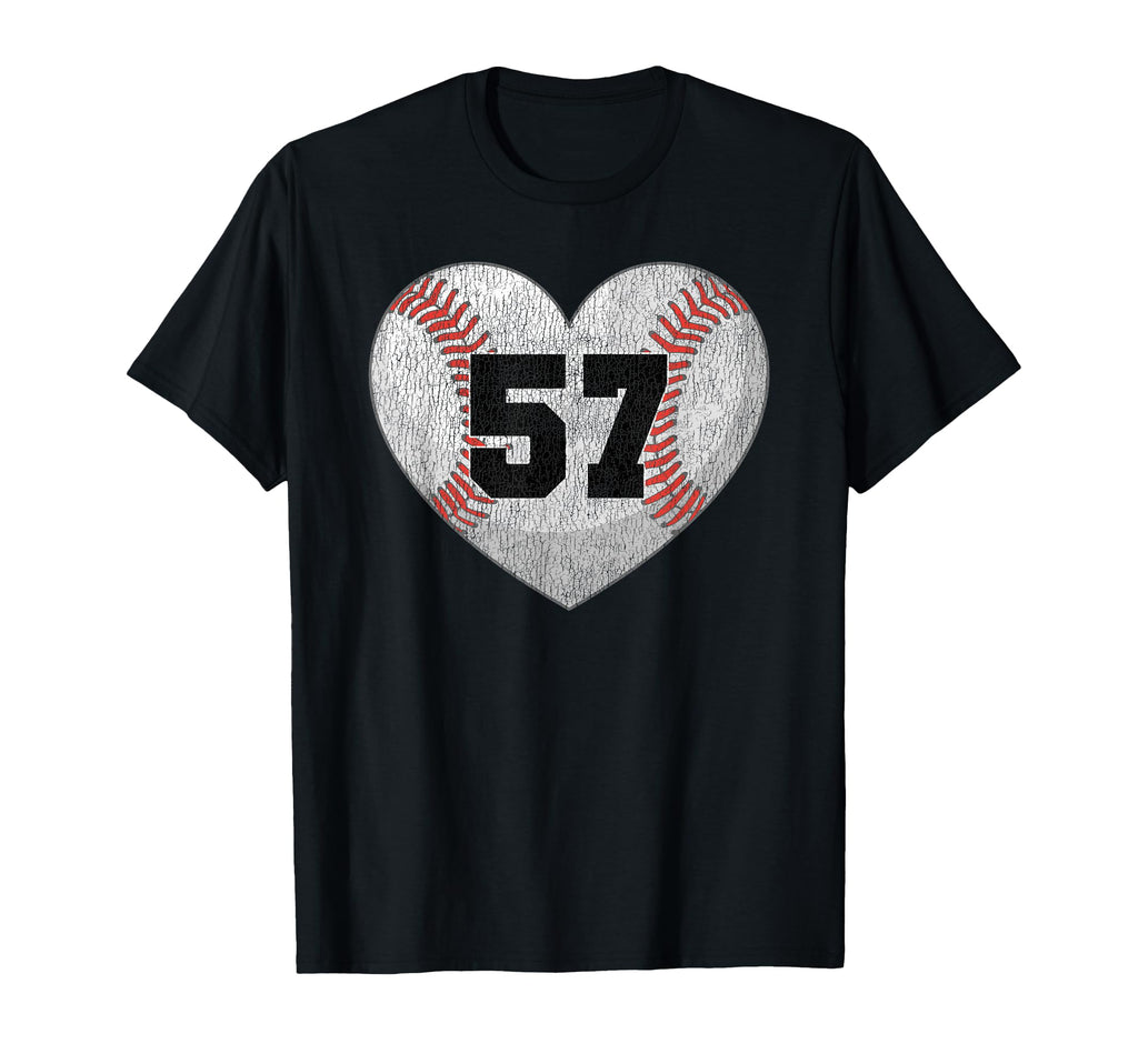 Baseball Number 57 Distressed T-Shirt - Casual Everyday Wear Men Women - T-Shirt, Sweatshirt, Hoodie